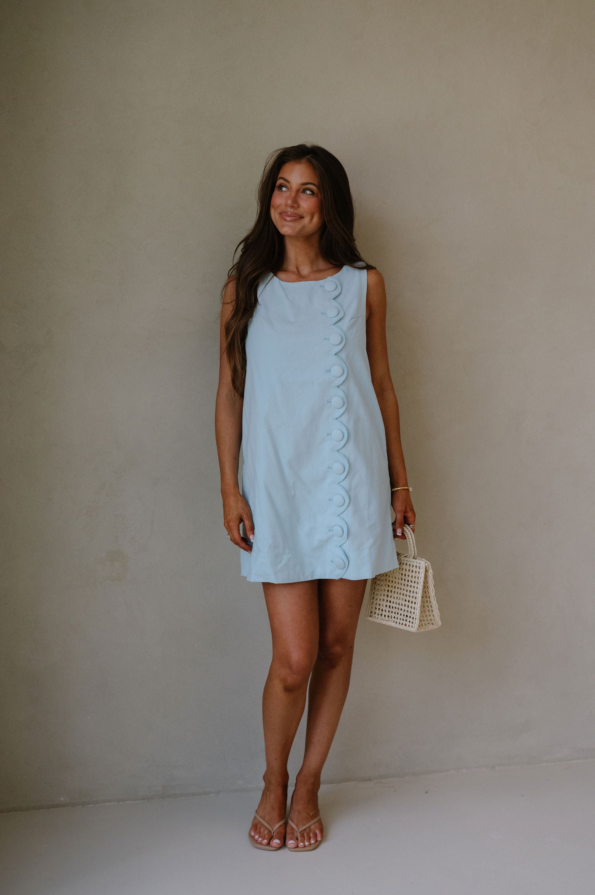 Scallop Mini Dress- Blue