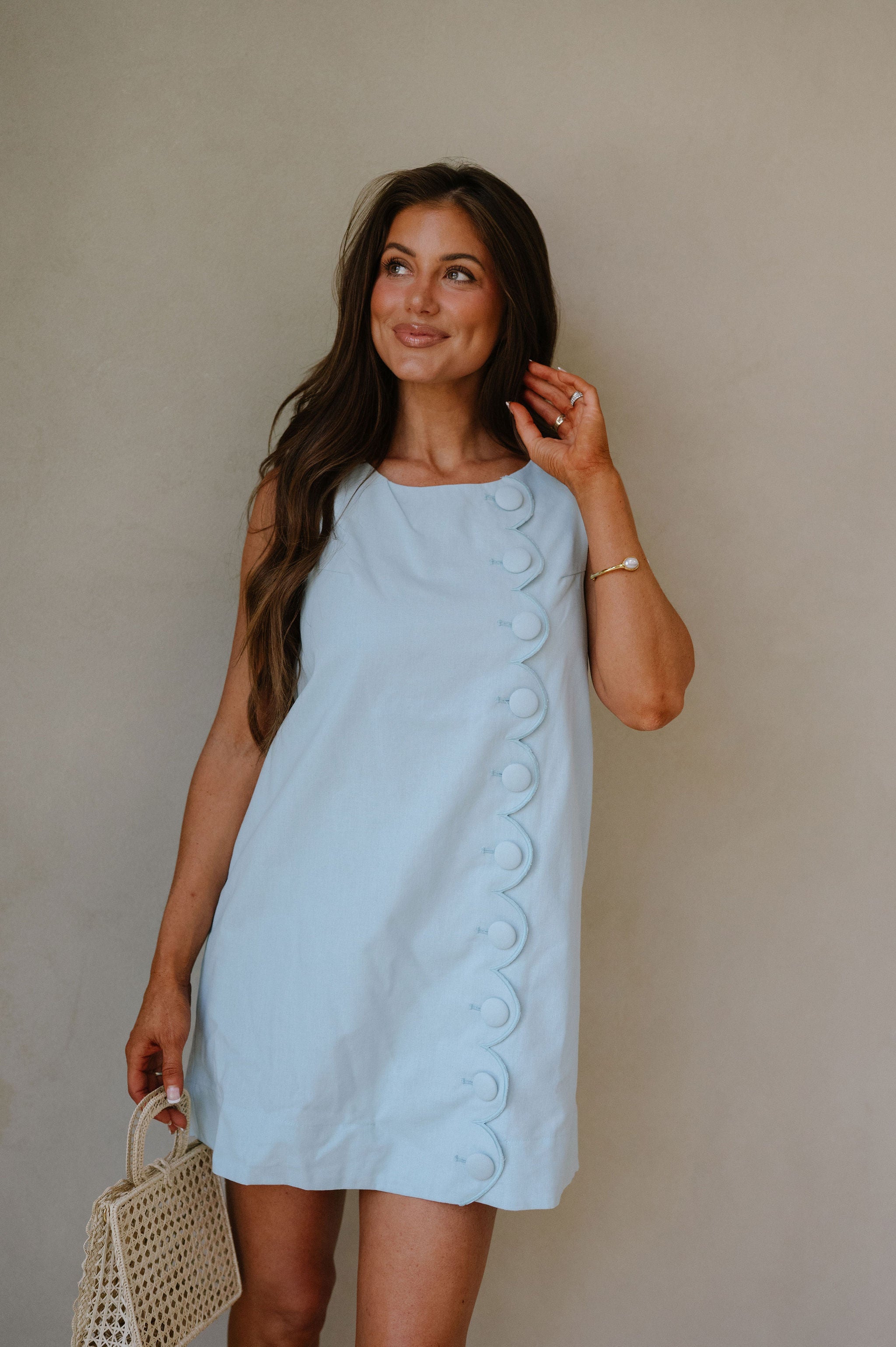 Scallop Mini Dress- Blue