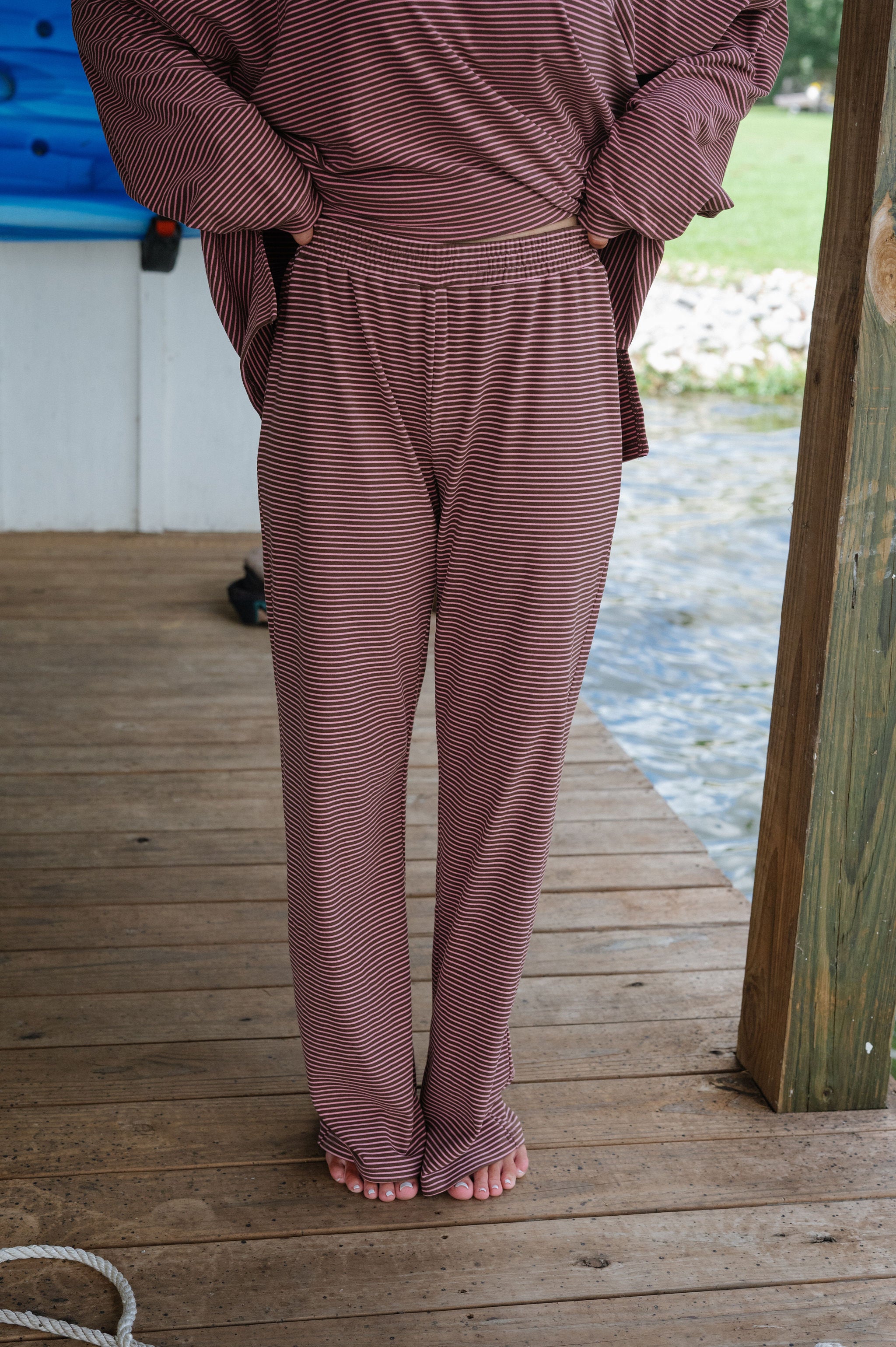 Nelly Striped Pants-Brown/Pink