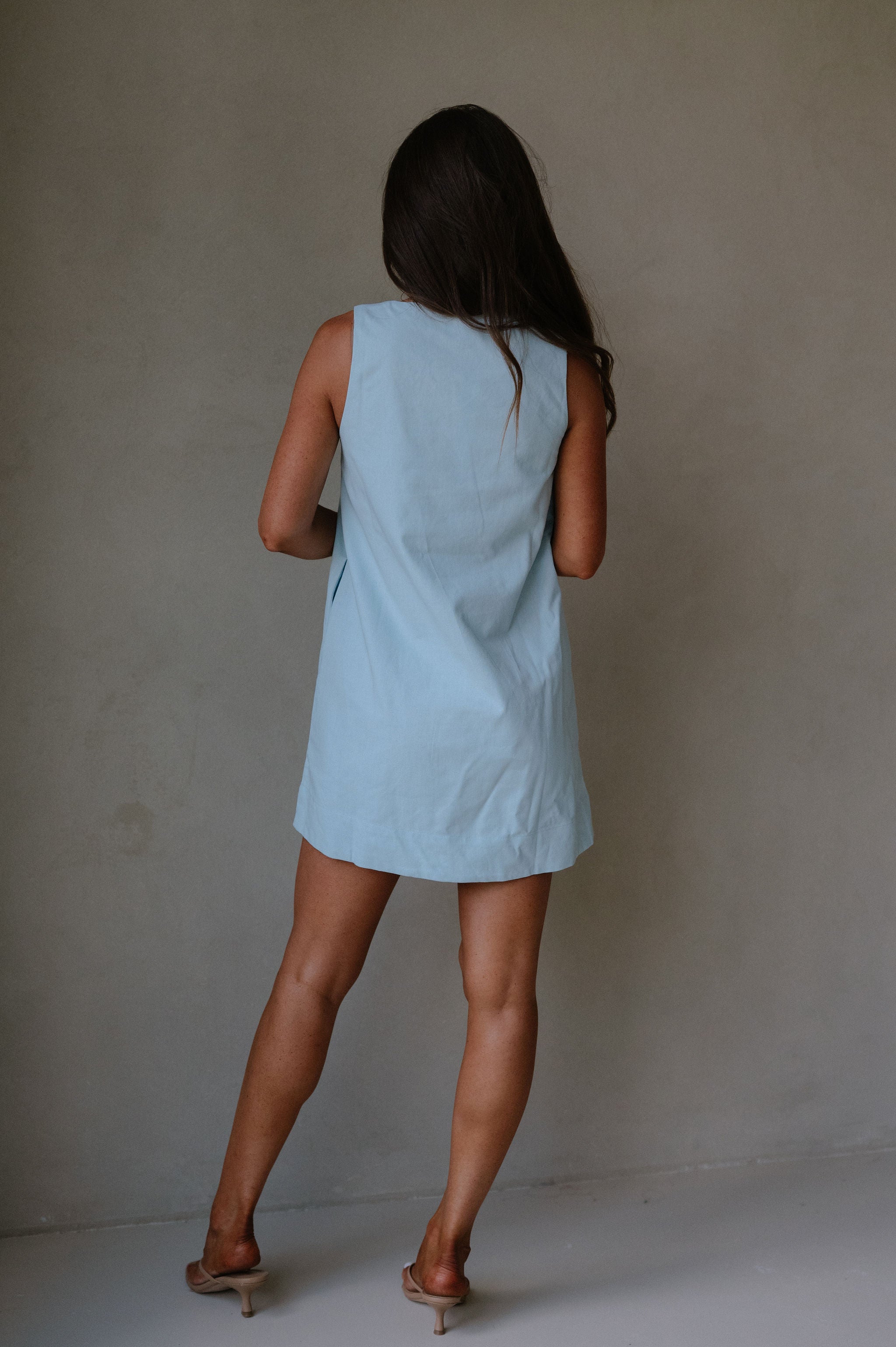Scallop Mini Dress- Blue