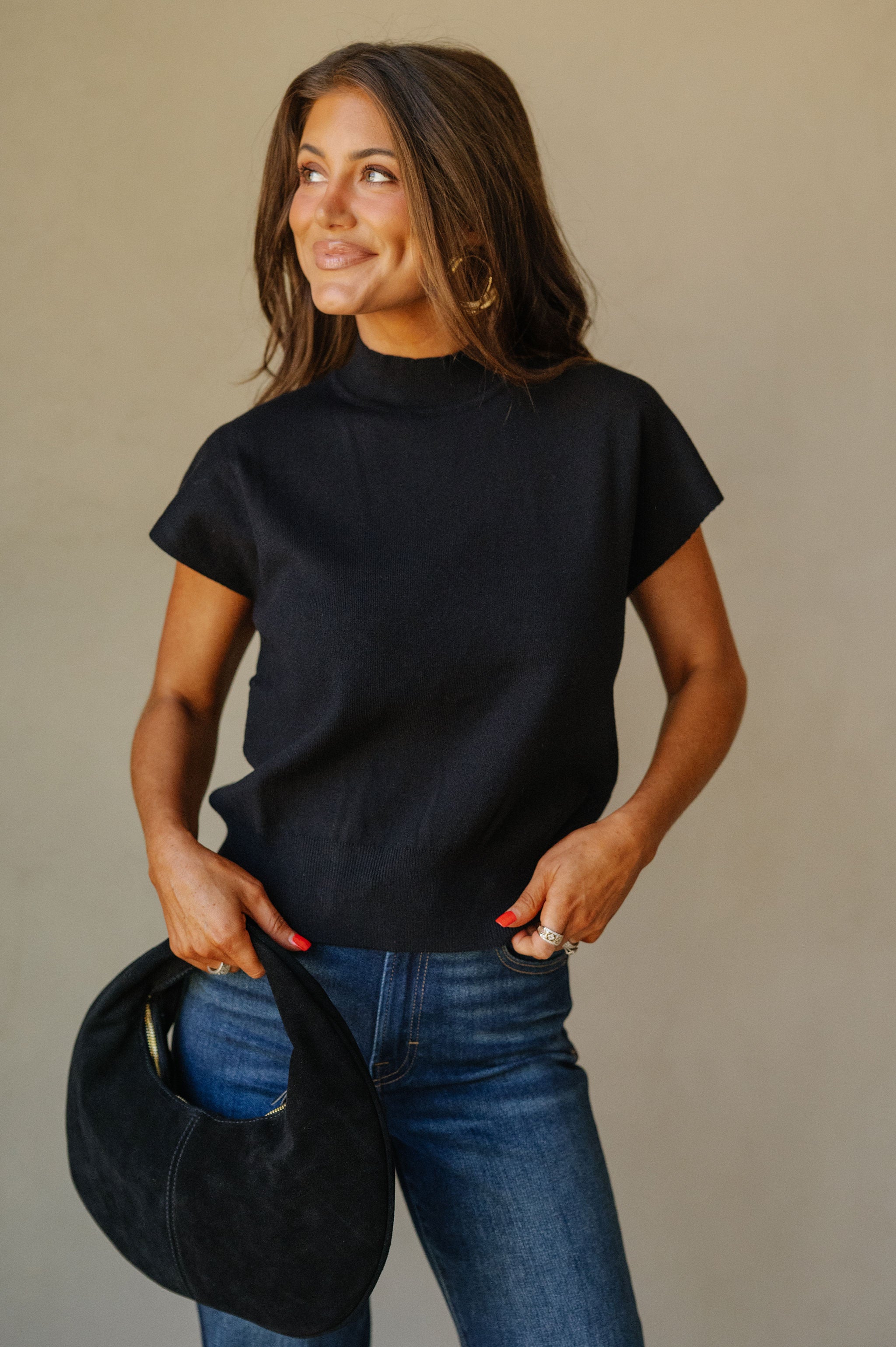Marcus Cap Sleeve Sweater-Black
