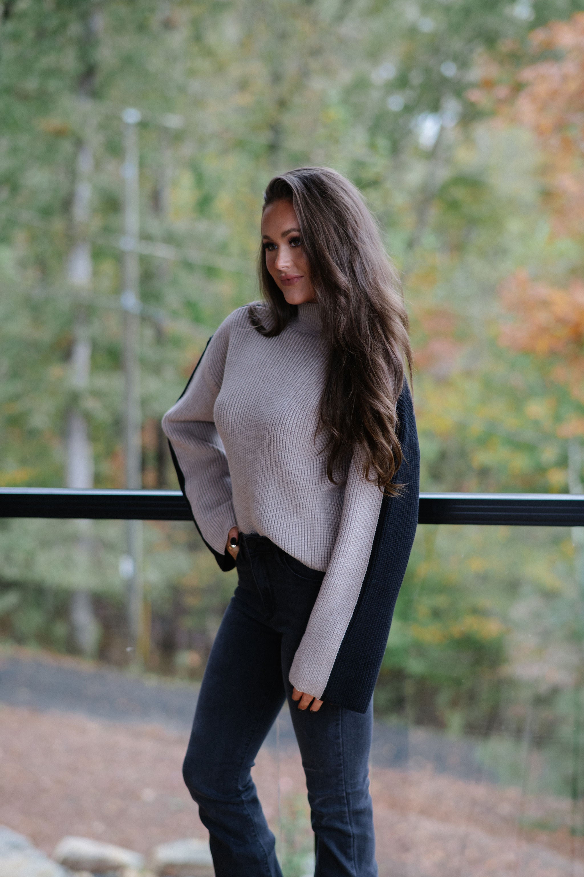 Bexley Two Tone Sweater-Black/Taupe