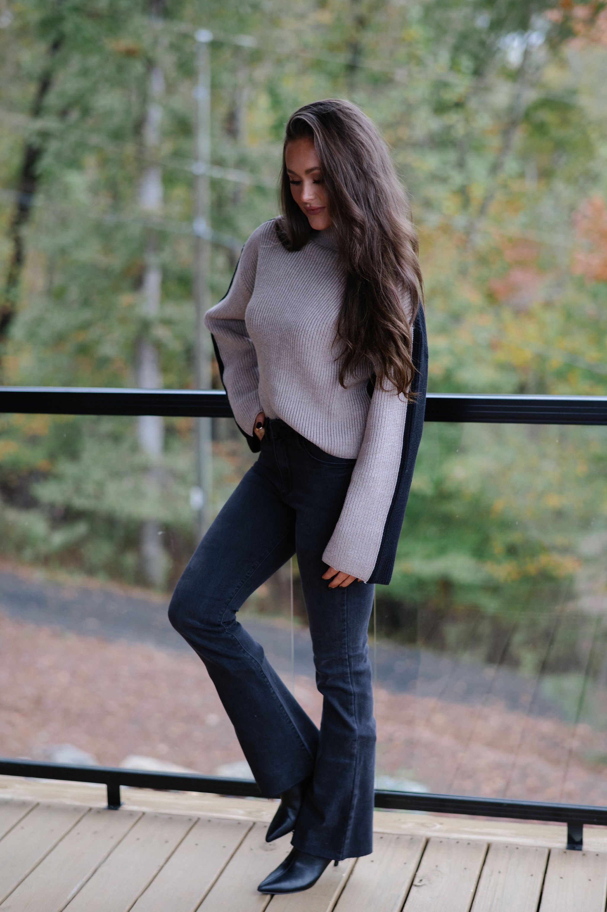 Bexley Two Tone Sweater-Black/Taupe