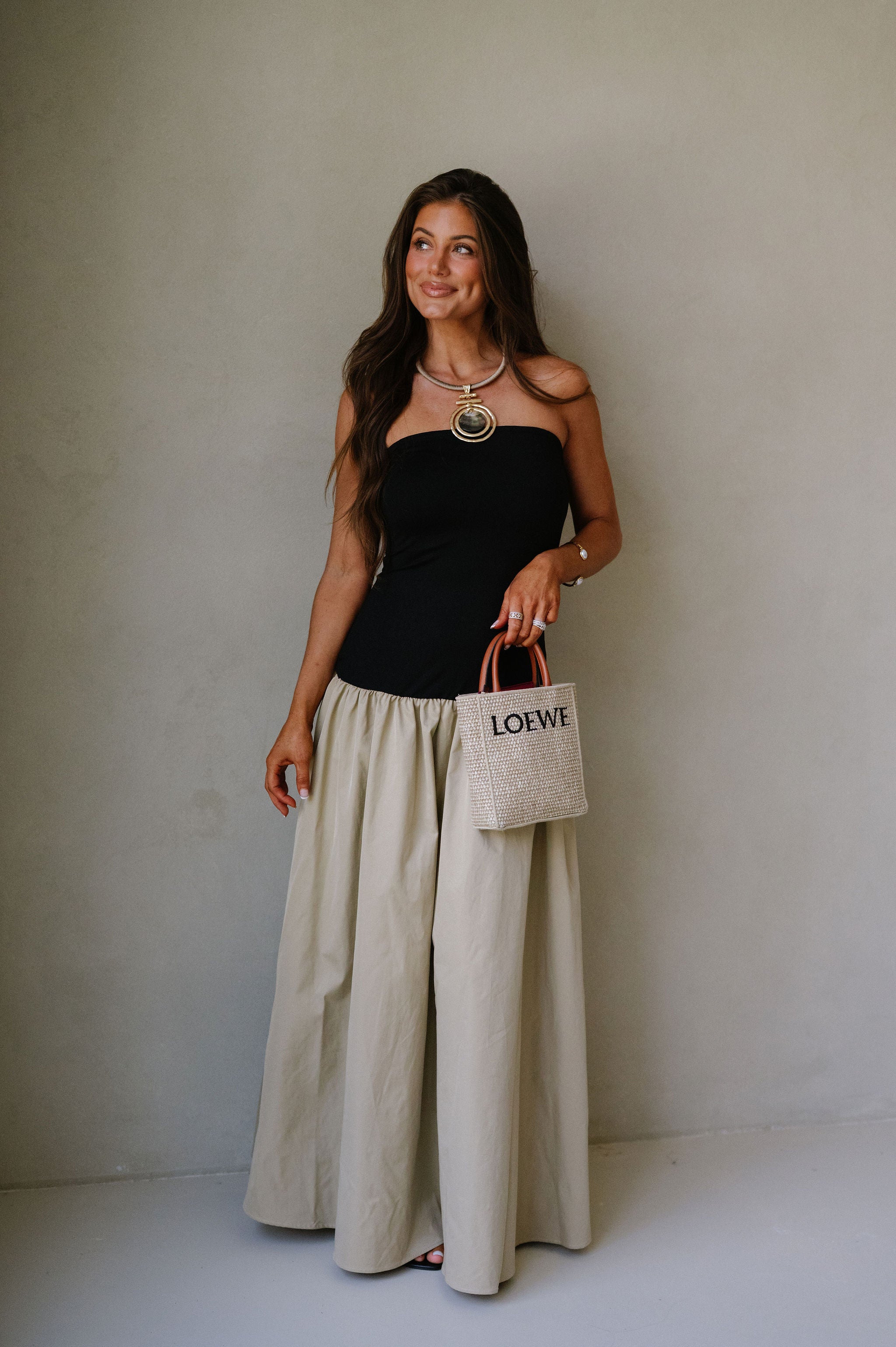 Cameron Tube Midi Dress-Black/Beige