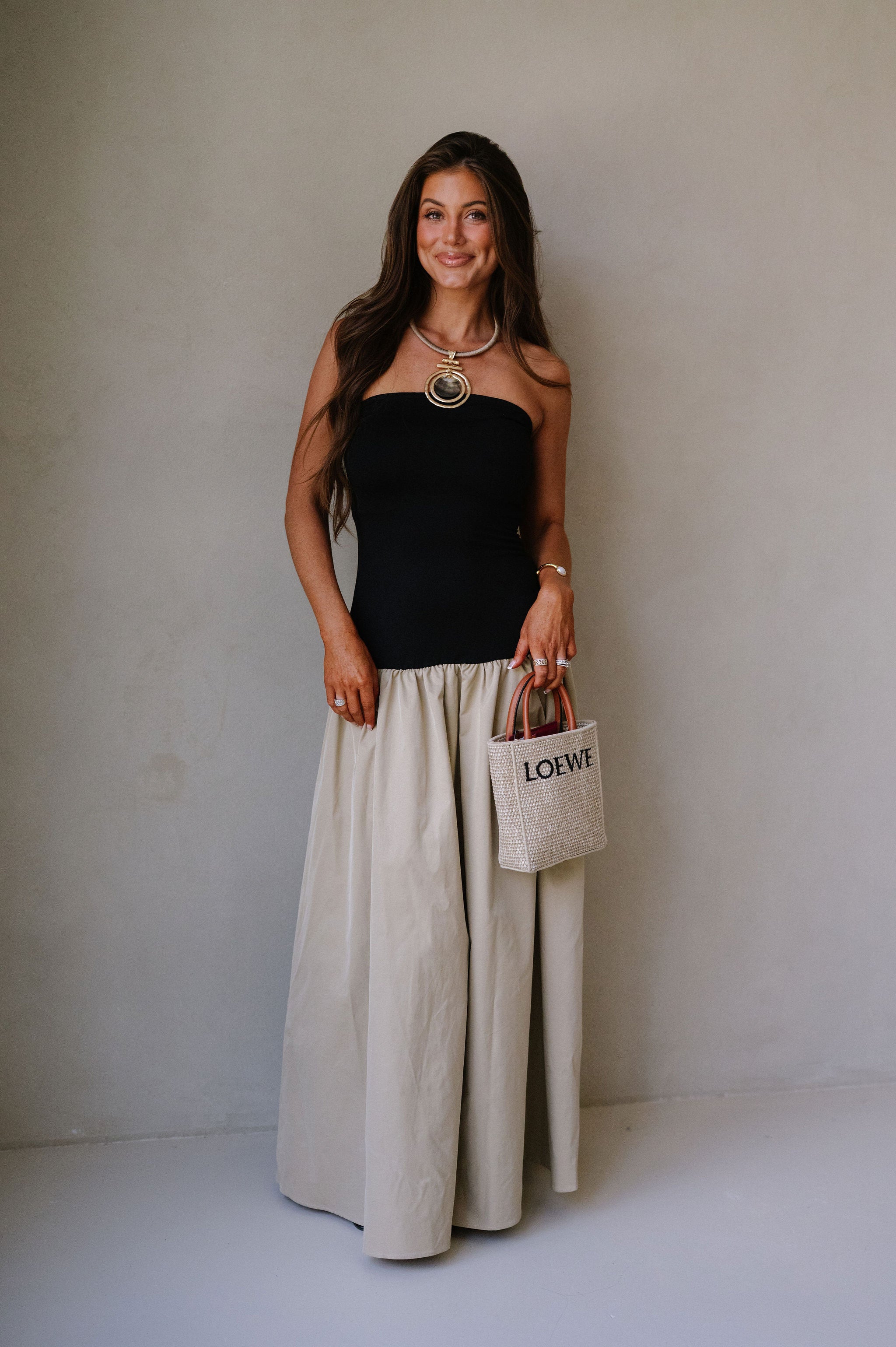 Cameron Tube Midi Dress-Black/Beige