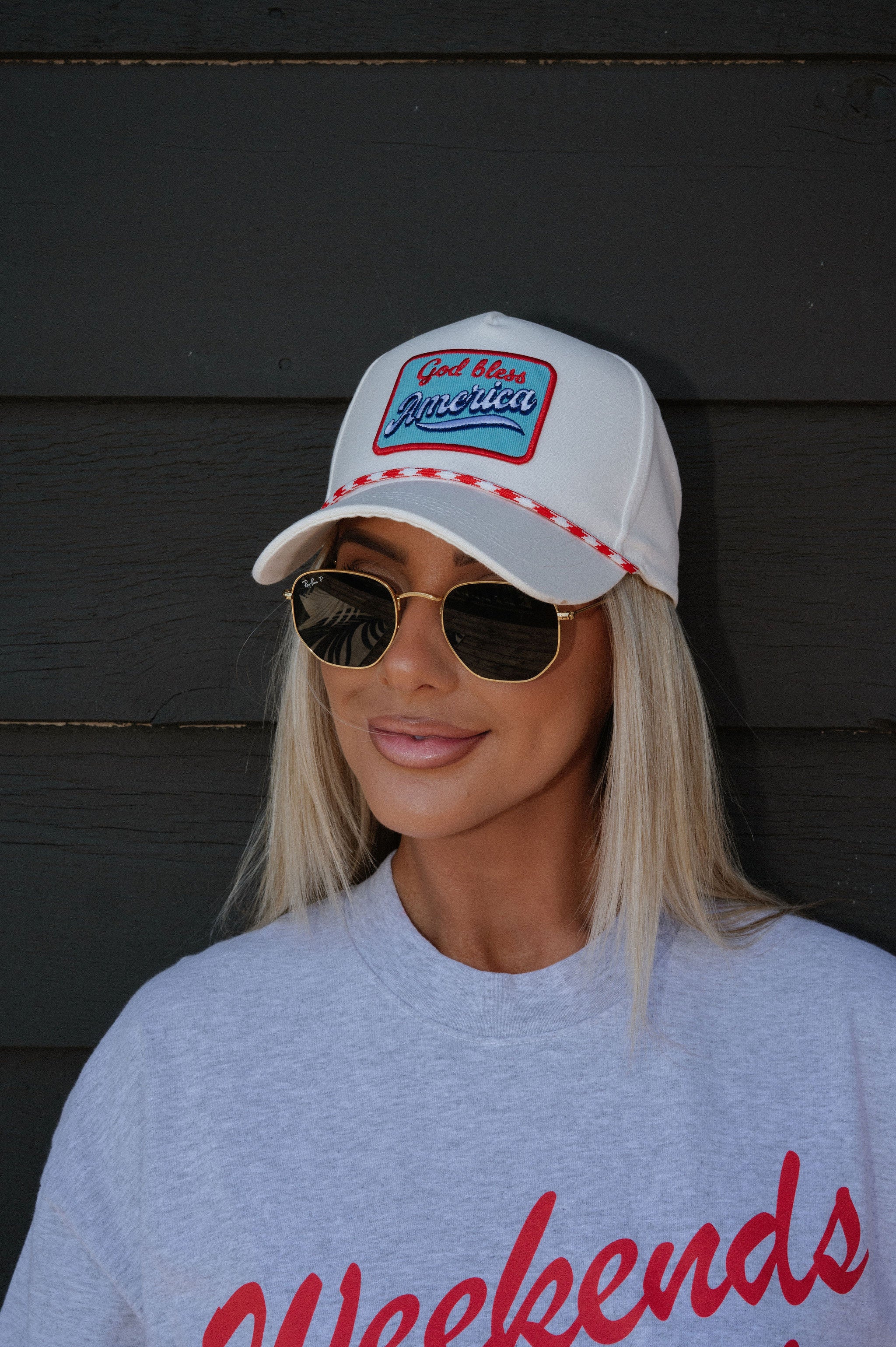 "God Bless America" Trucker Hat-Red/White