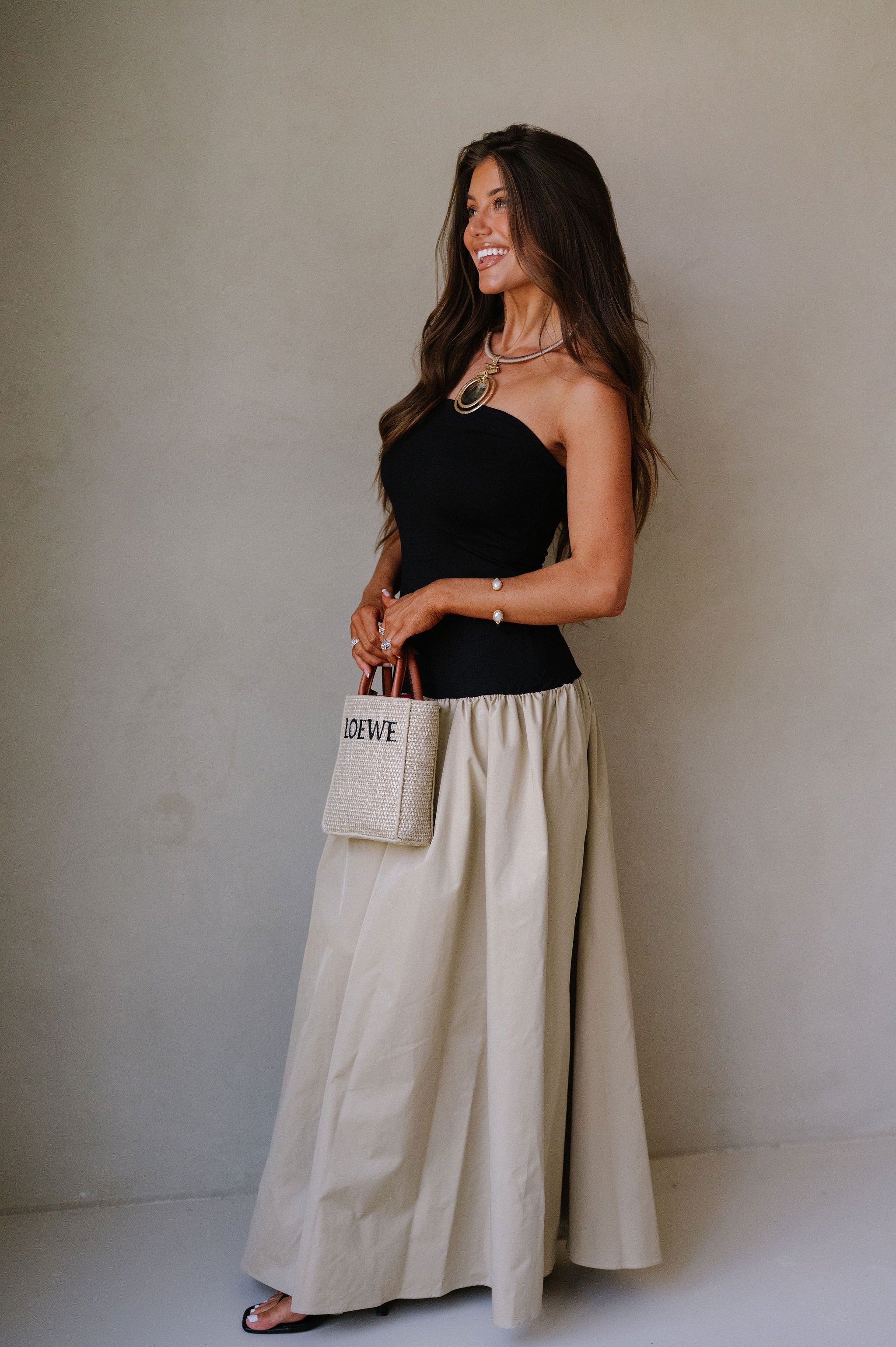 Cameron Tube Midi Dress-Black/Beige