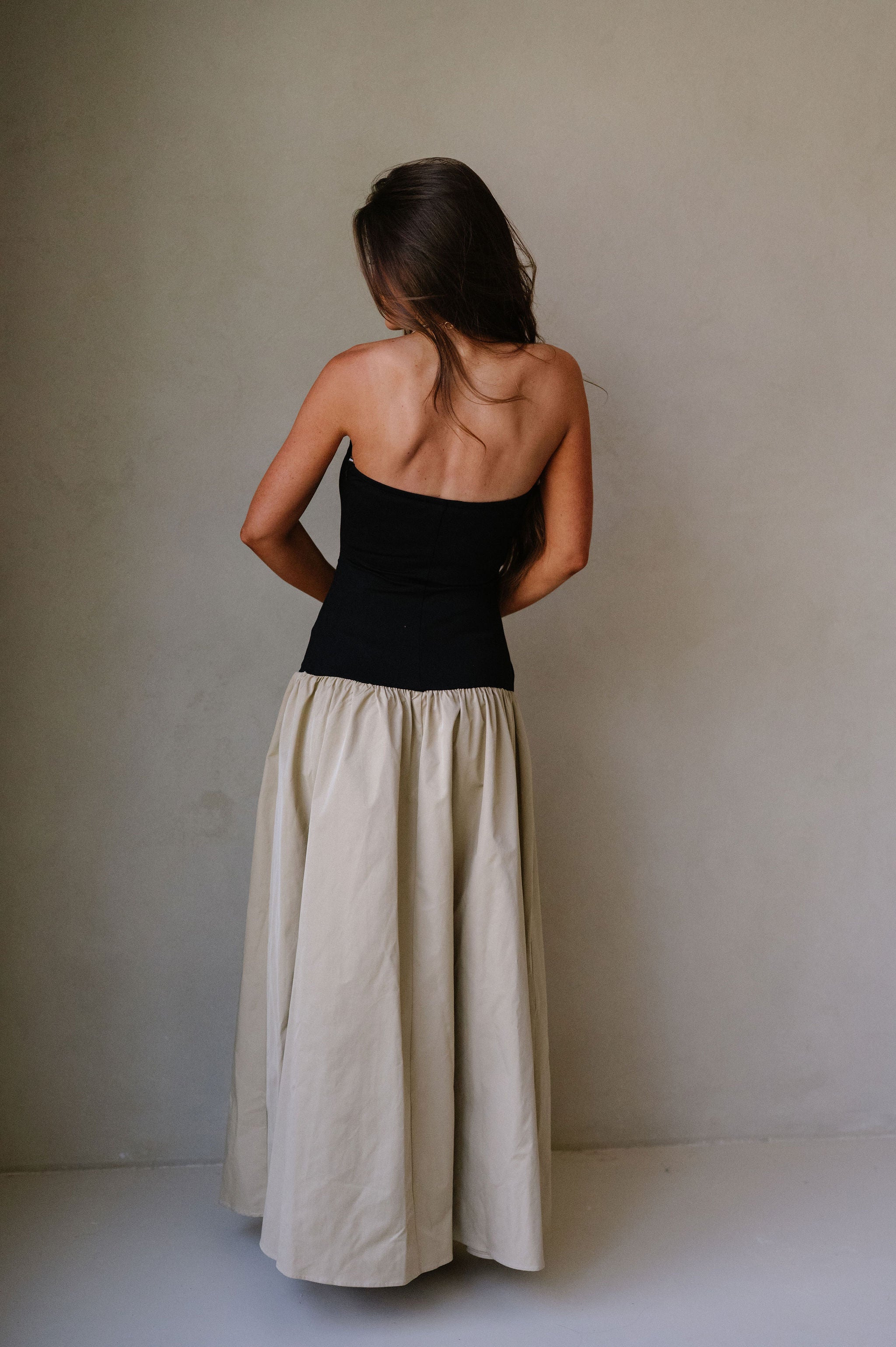 Cameron Tube Midi Dress-Black/Beige