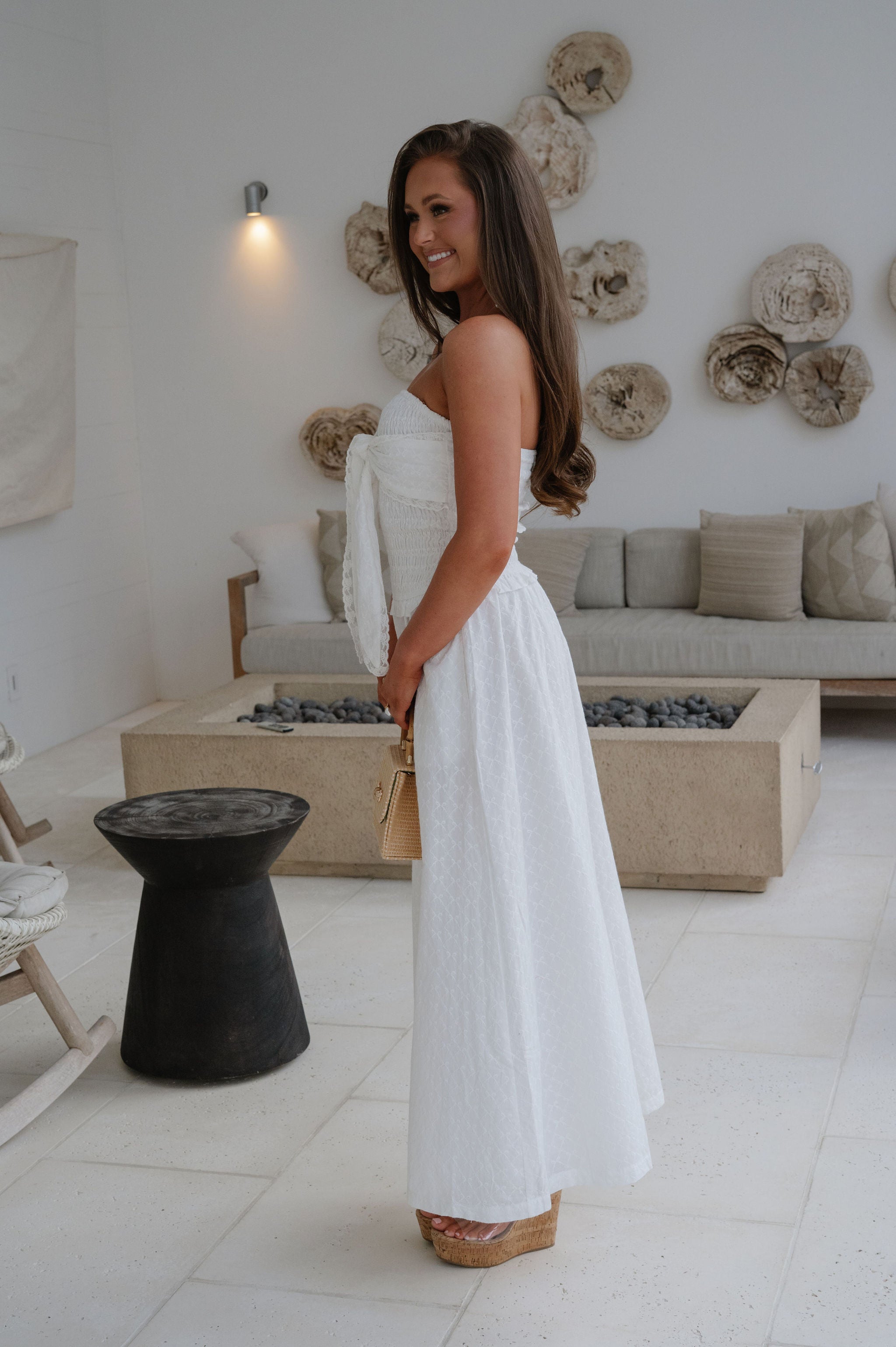 Carson Strapless Maxi Dress-White