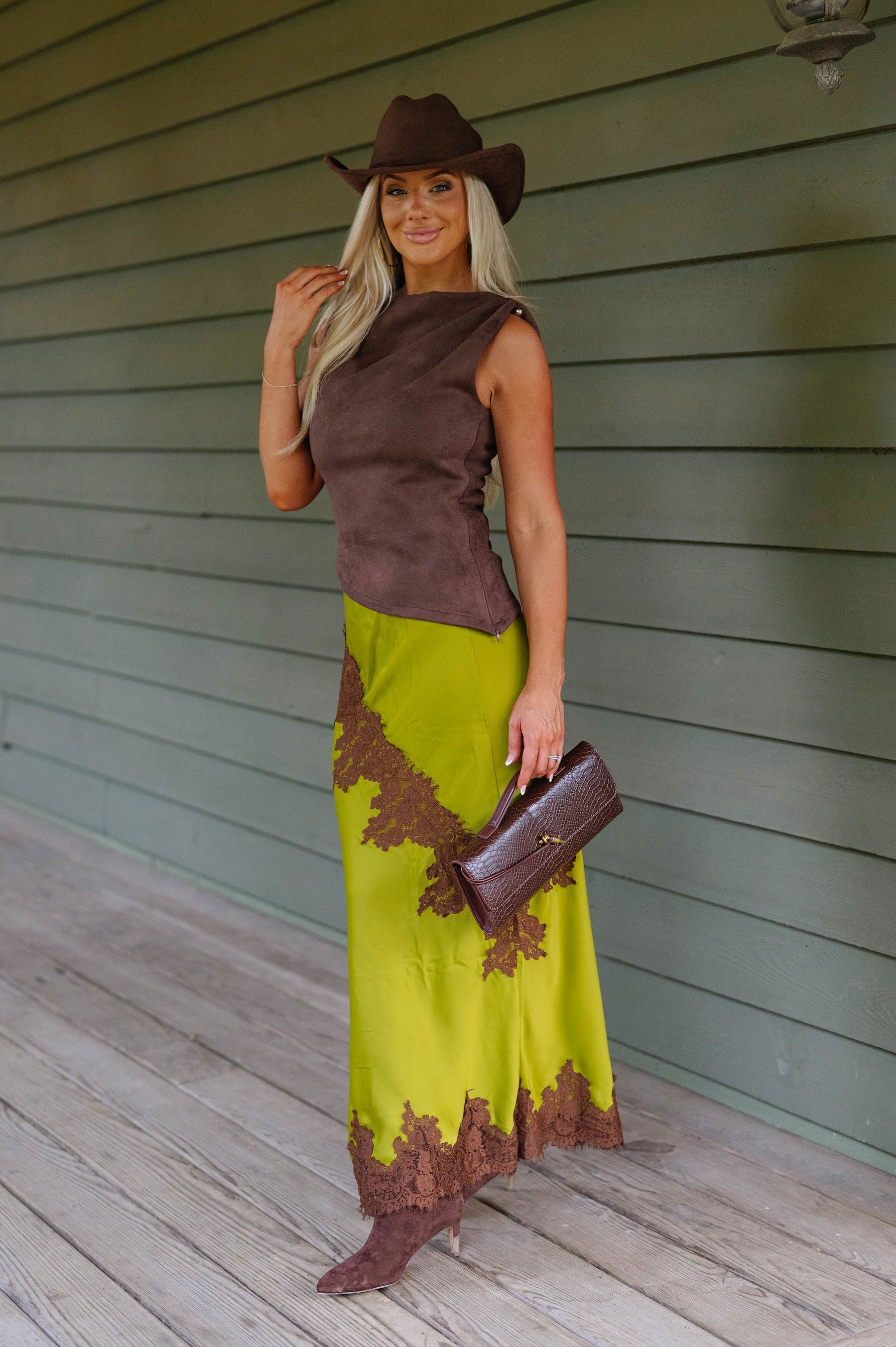 Lucy Sleeveless Tank Top-Suede Brown