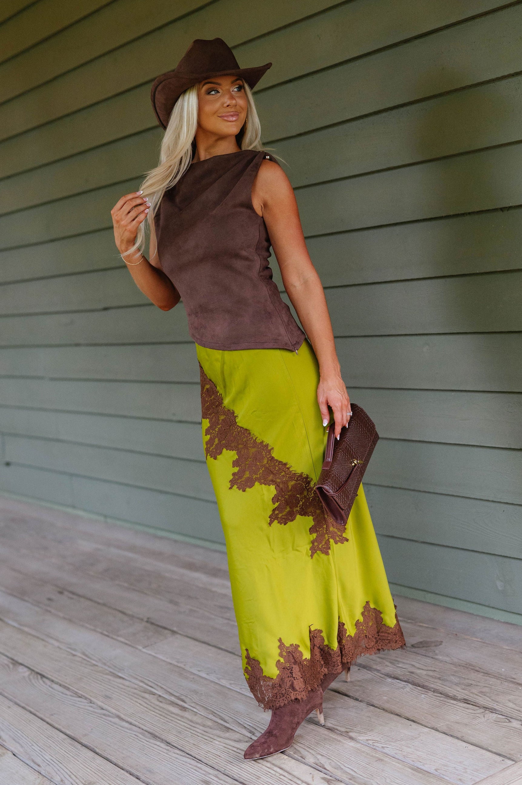 Lucy Sleeveless Tank Top-Suede Brown