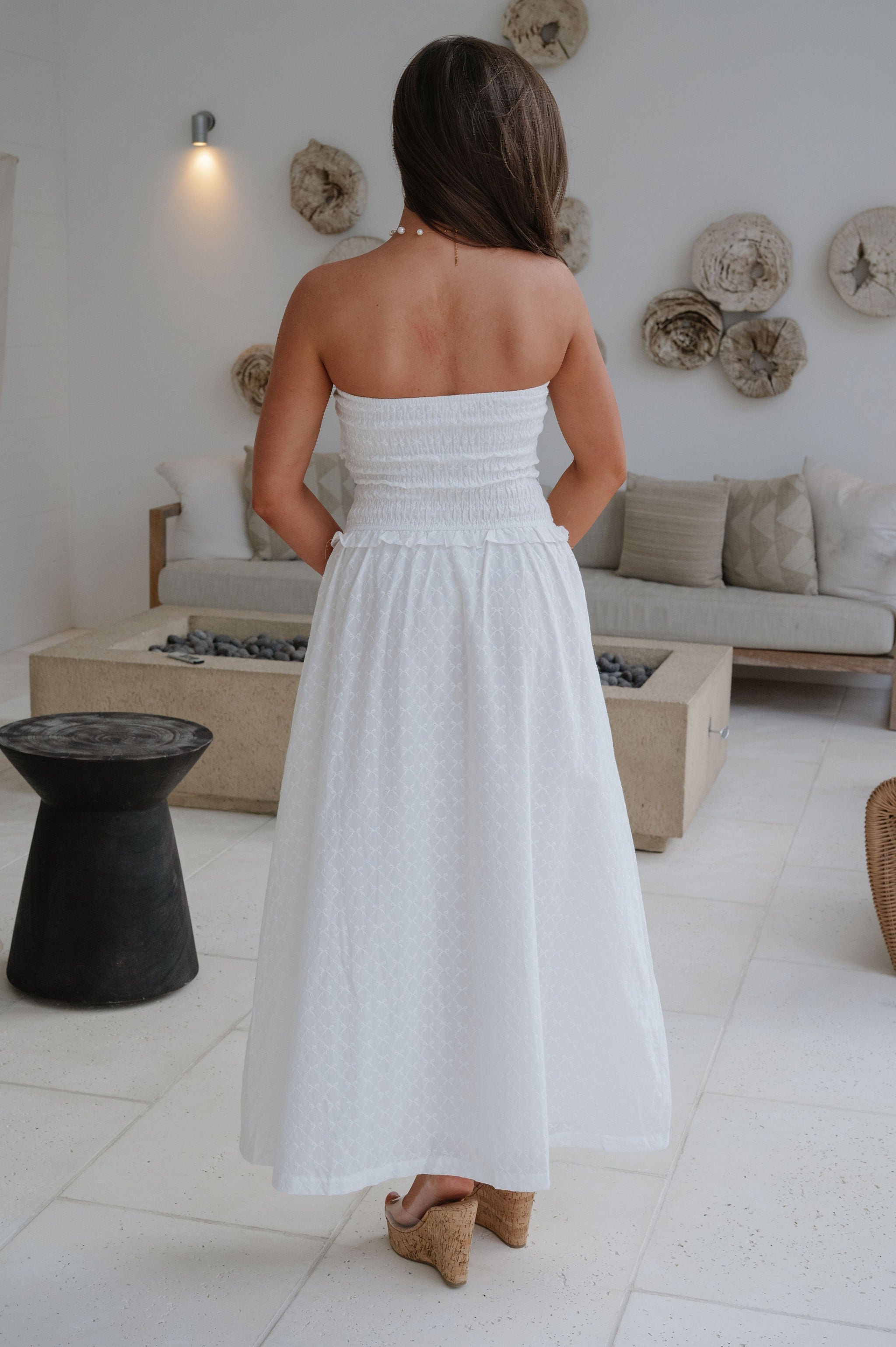 Carson Strapless Maxi Dress-White