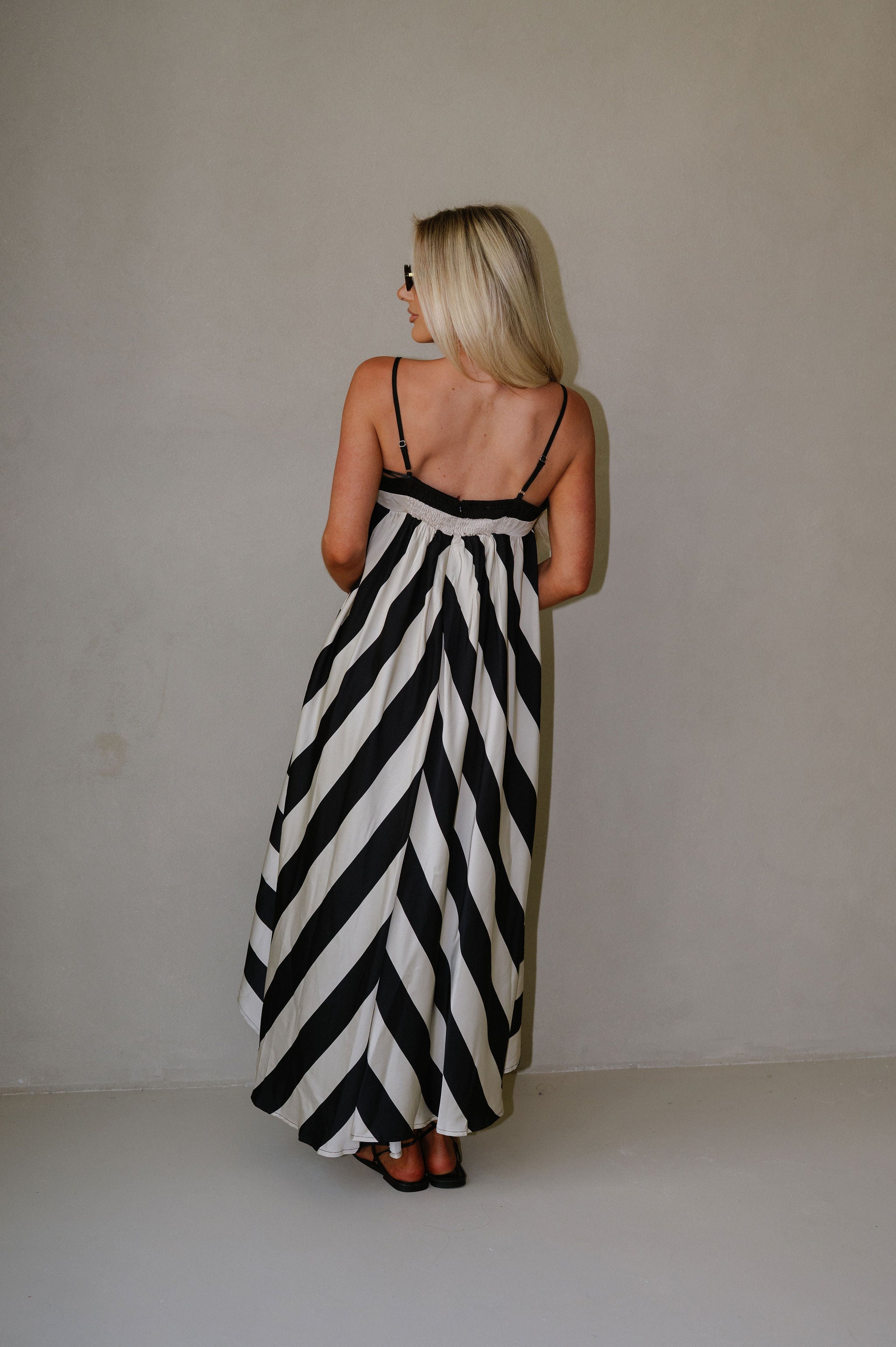 Harleigh Striped Maxi Dress-Cream/Black