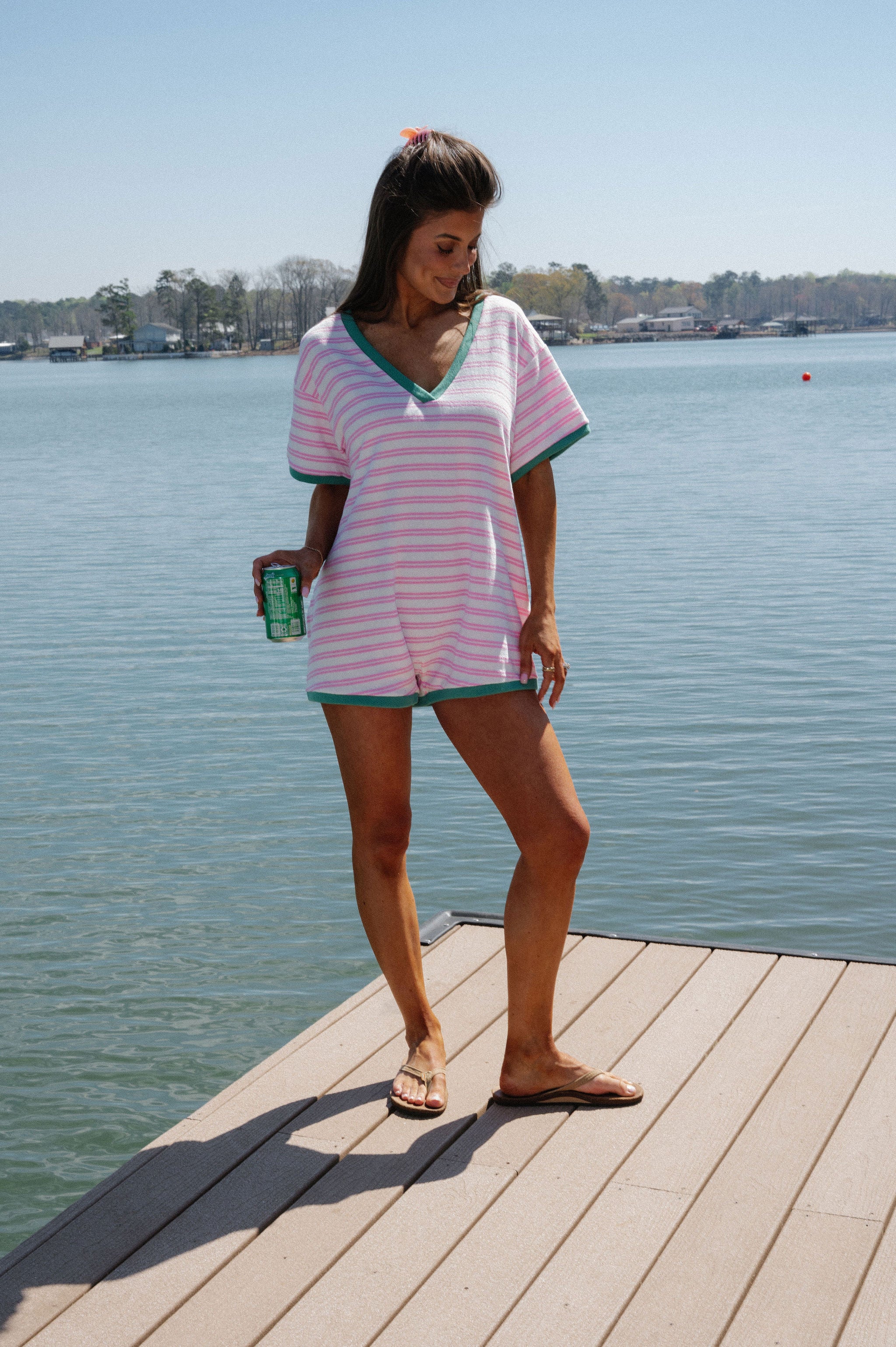 Kenny Oversized Romper-Pink/Green