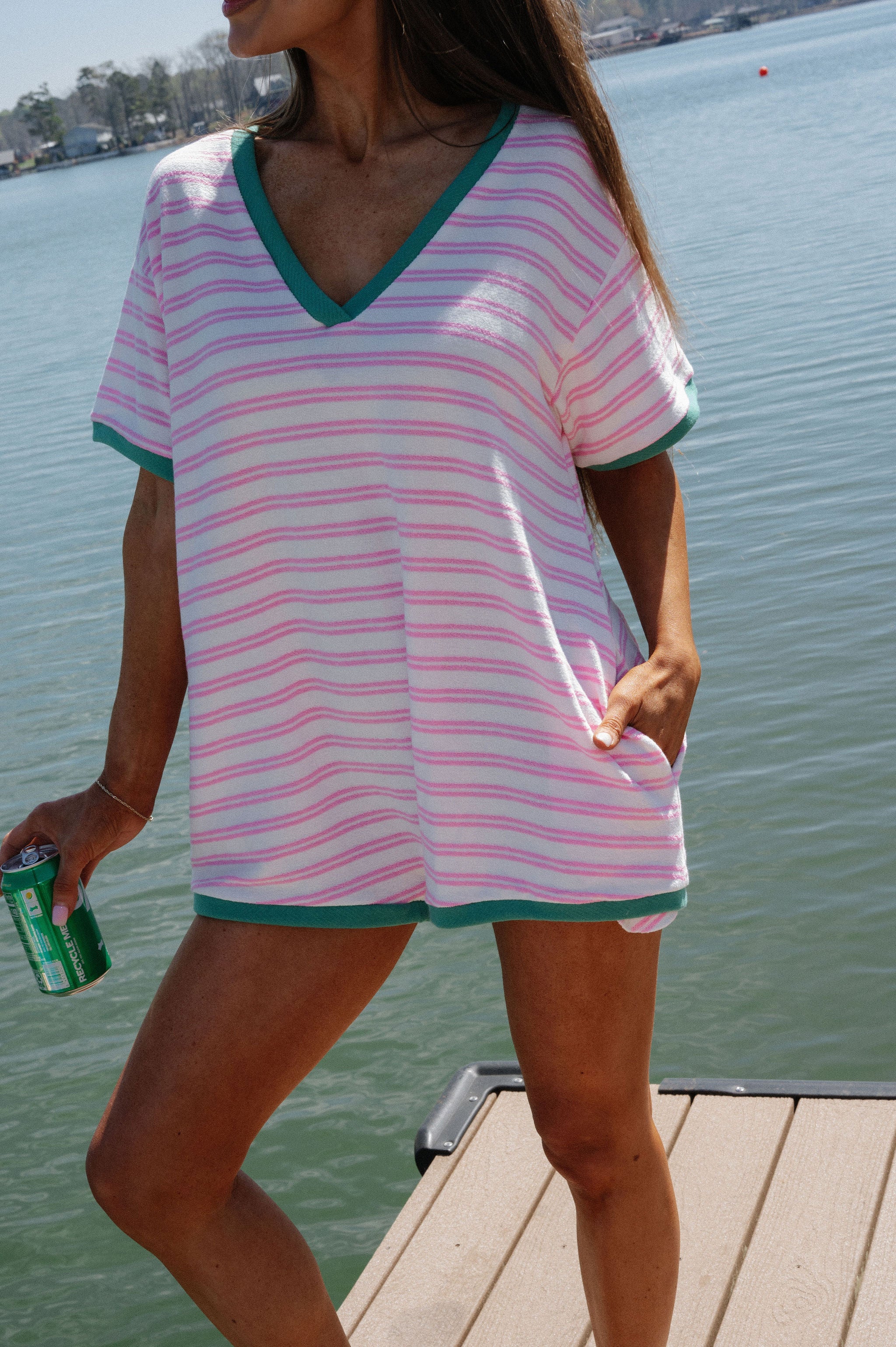 Kenny Oversized Romper-Pink/Green