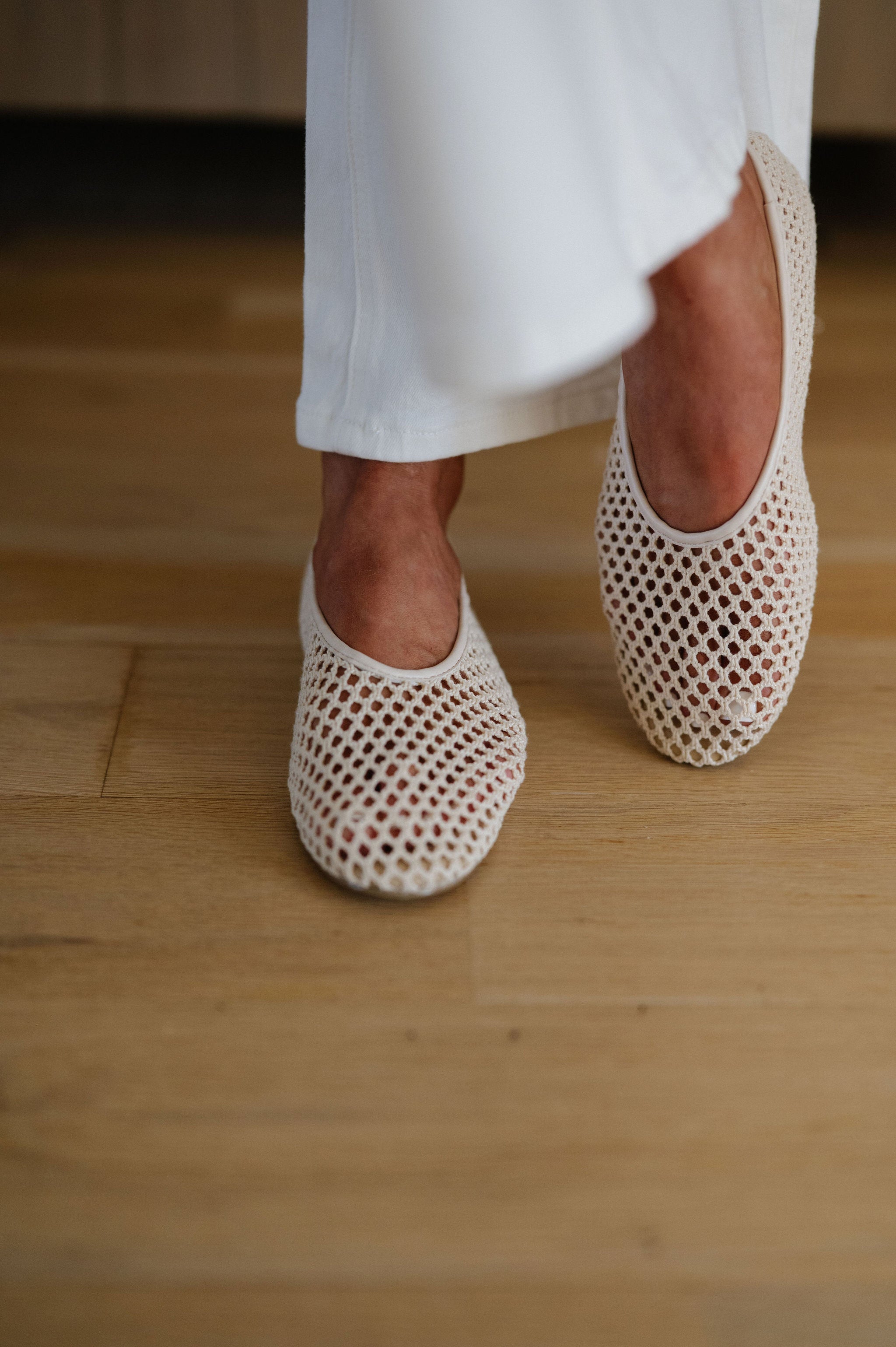 Marta Mesh Flats-Ivory