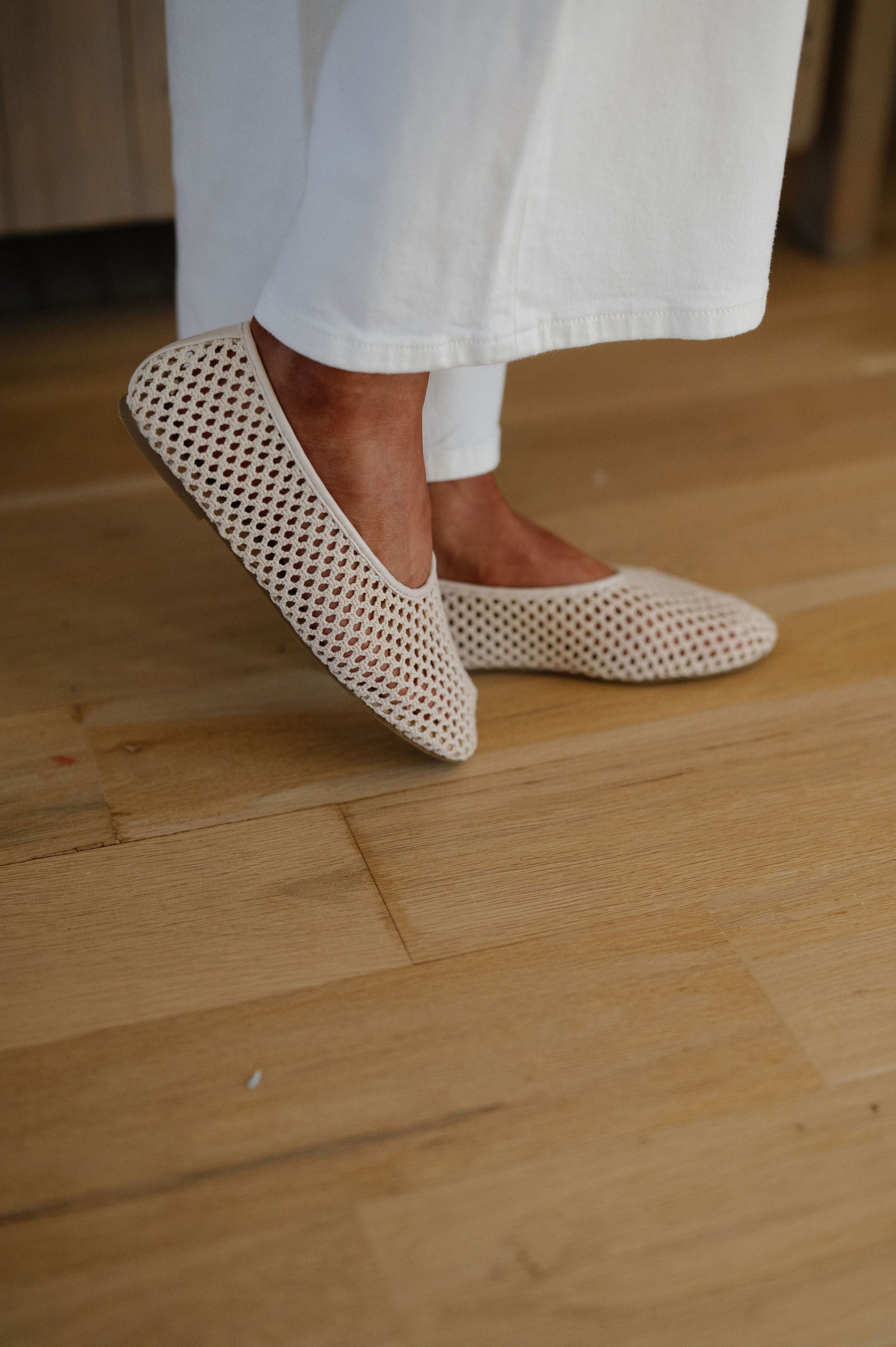 Marta Mesh Flats-Ivory