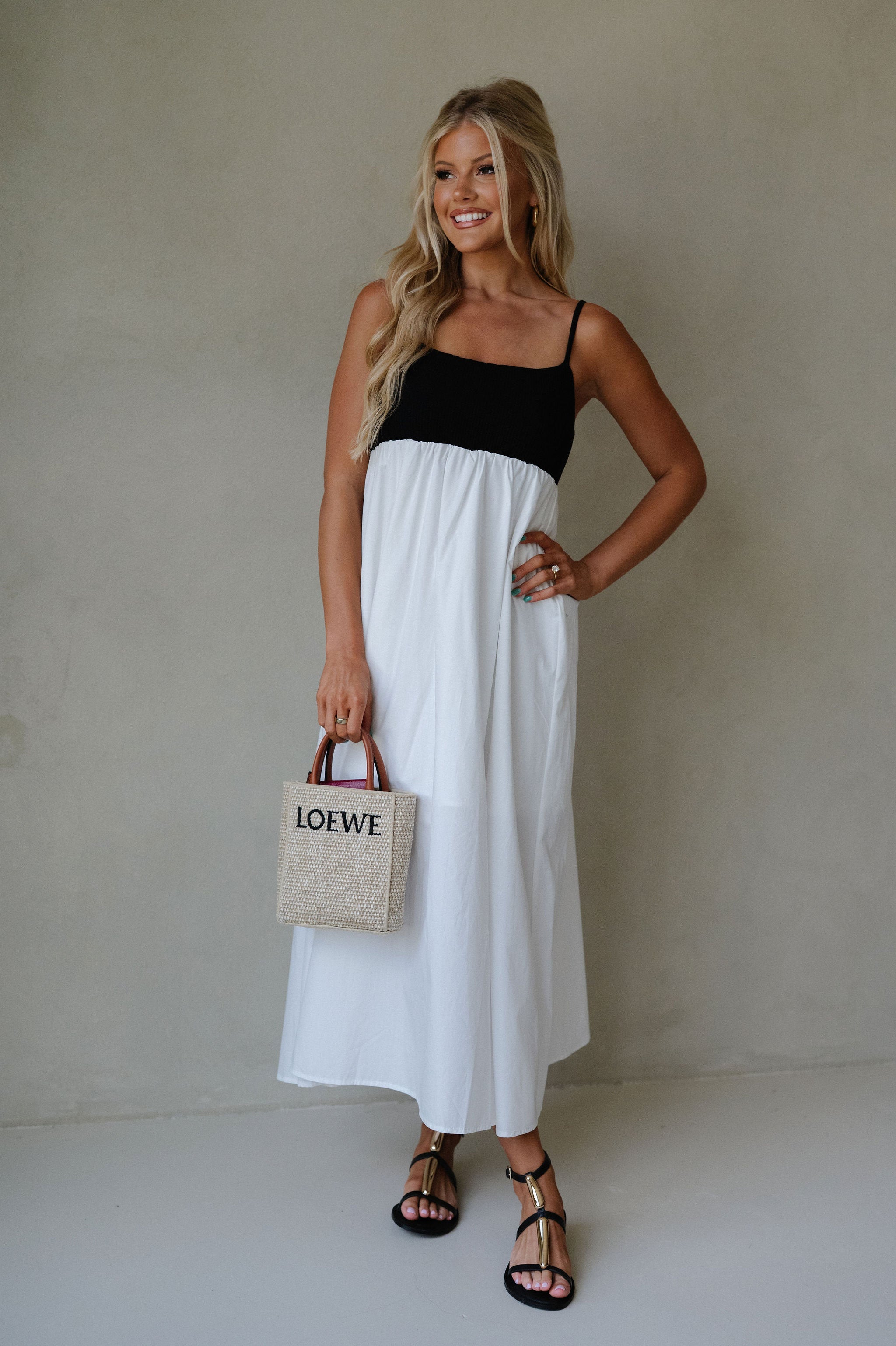 Caroline Maxi Dress-White/Black