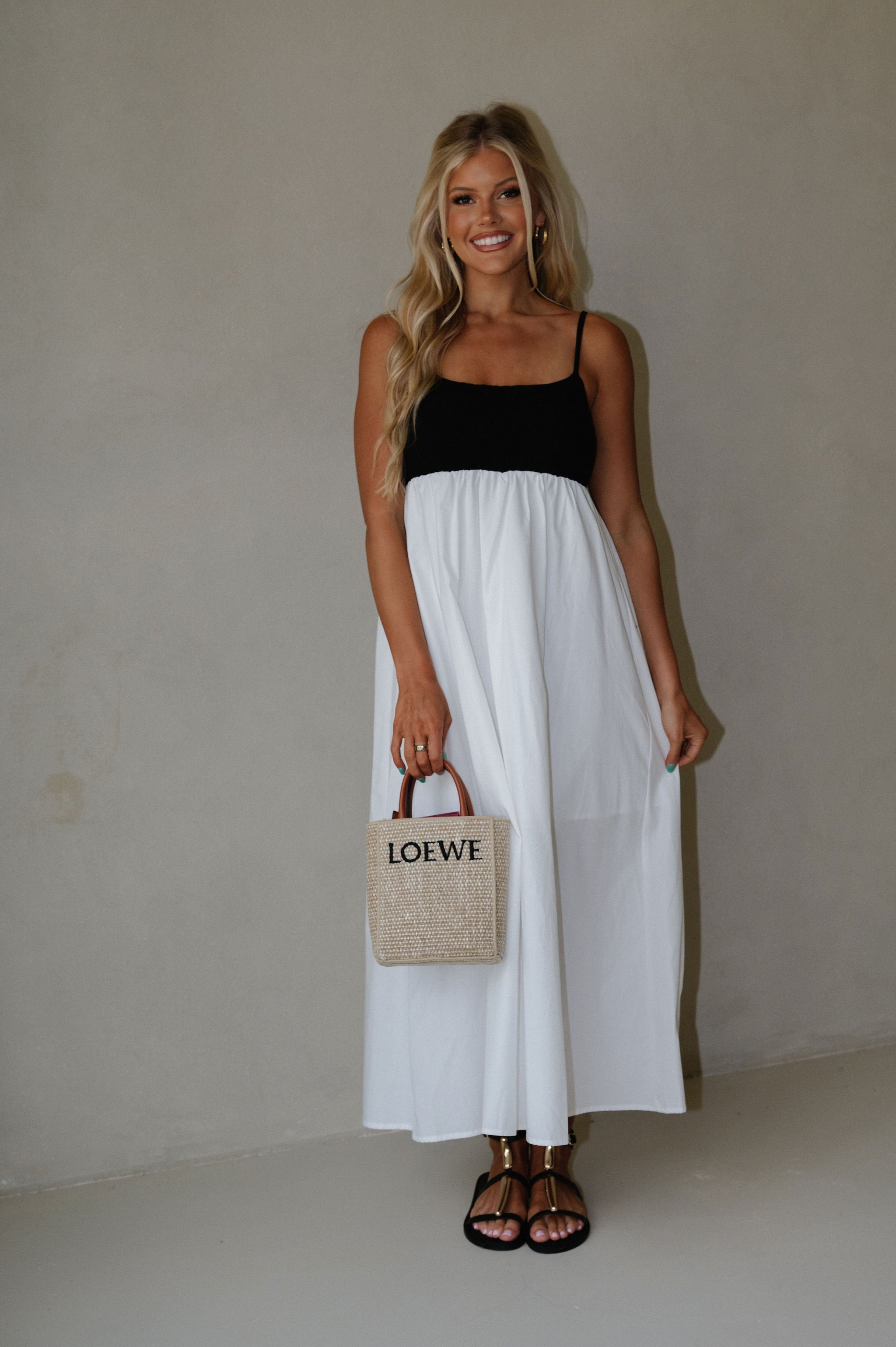 Caroline Maxi Dress-White/Black