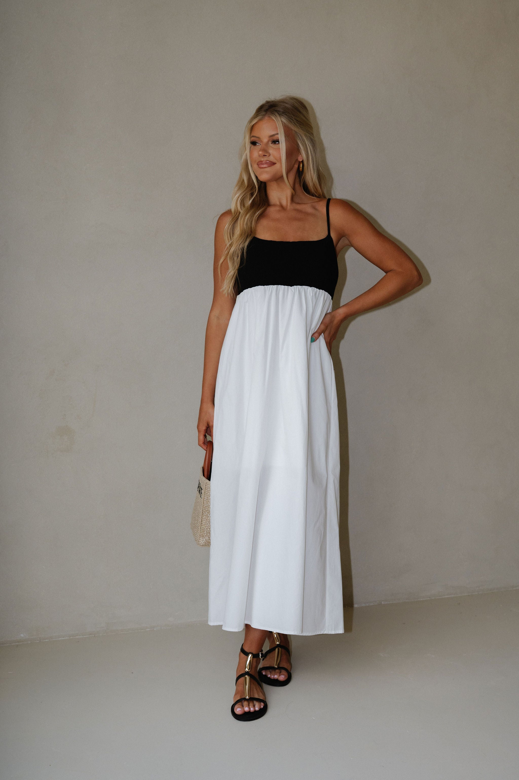 Caroline Maxi Dress-White/Black