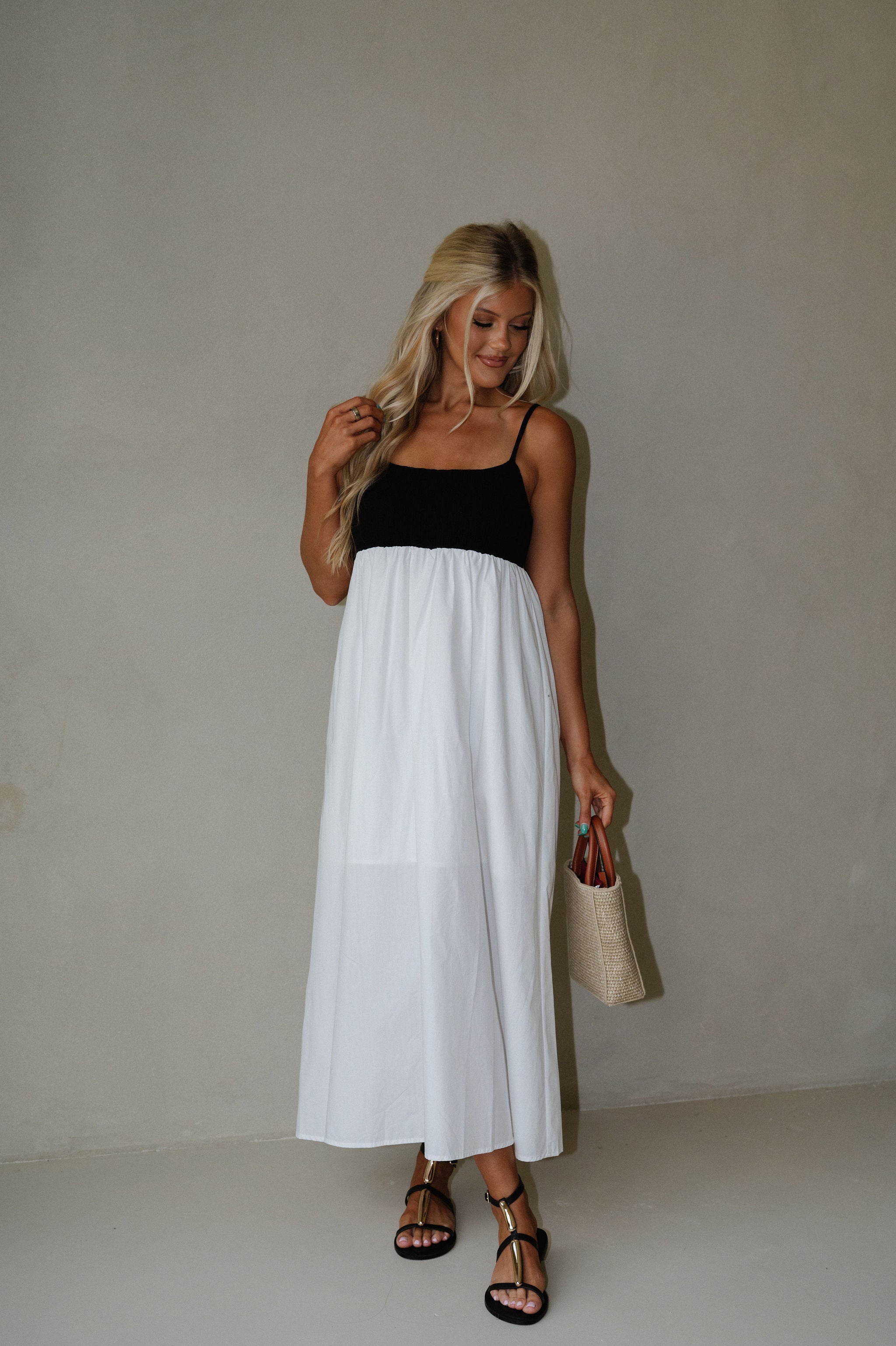 Caroline Maxi Dress-White/Black