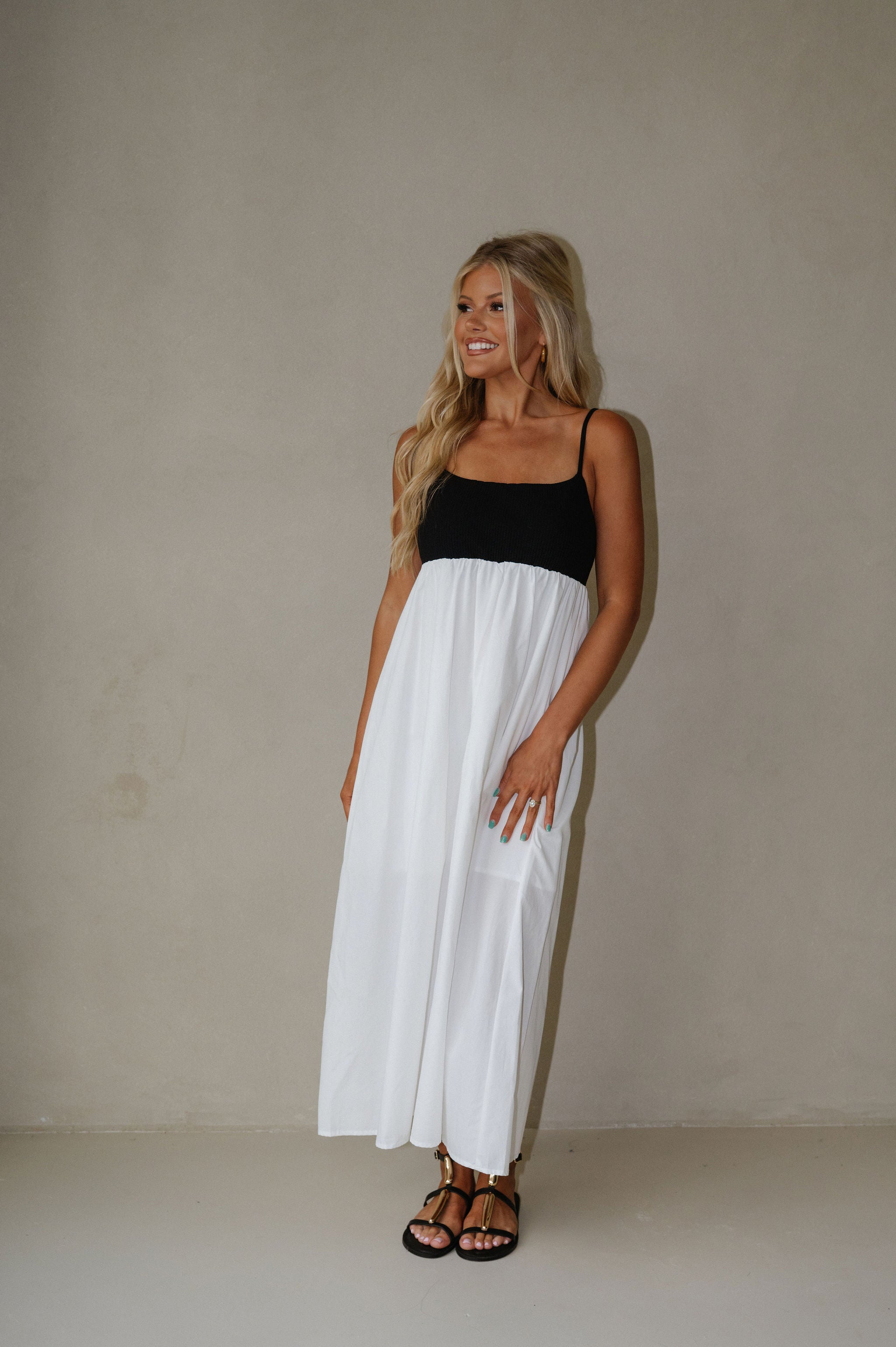 Caroline Maxi Dress-White/Black