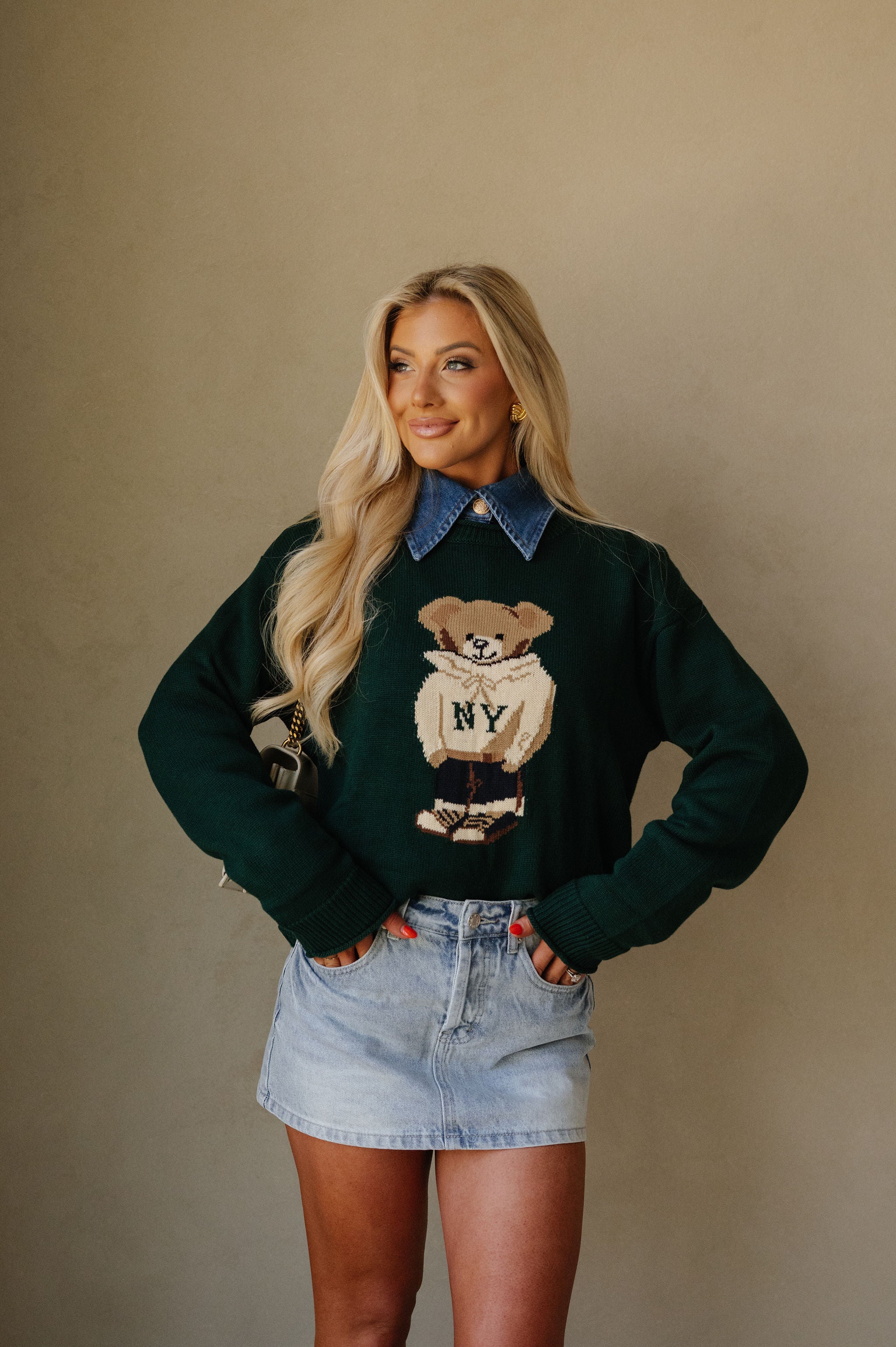 Theo Bear Sweater-Green