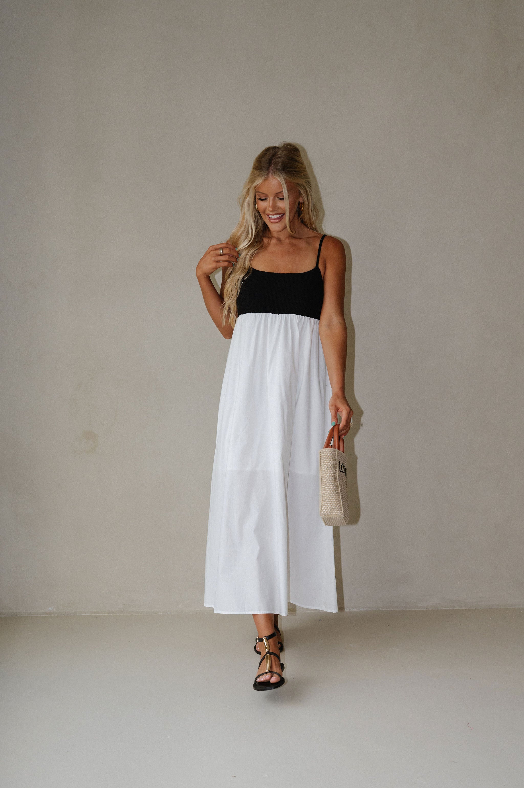 Caroline Maxi Dress-White/Black