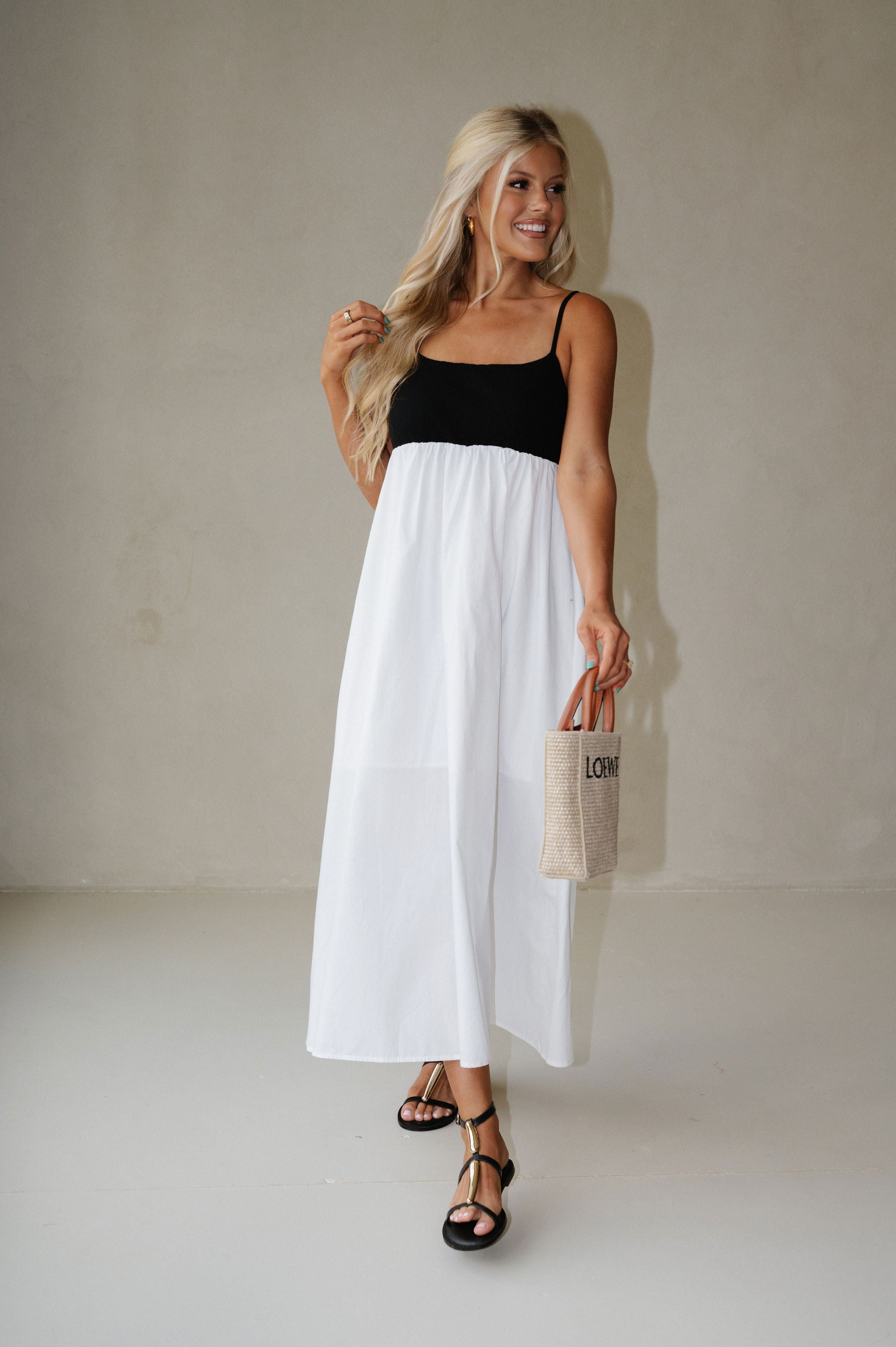 Caroline Maxi Dress-White/Black