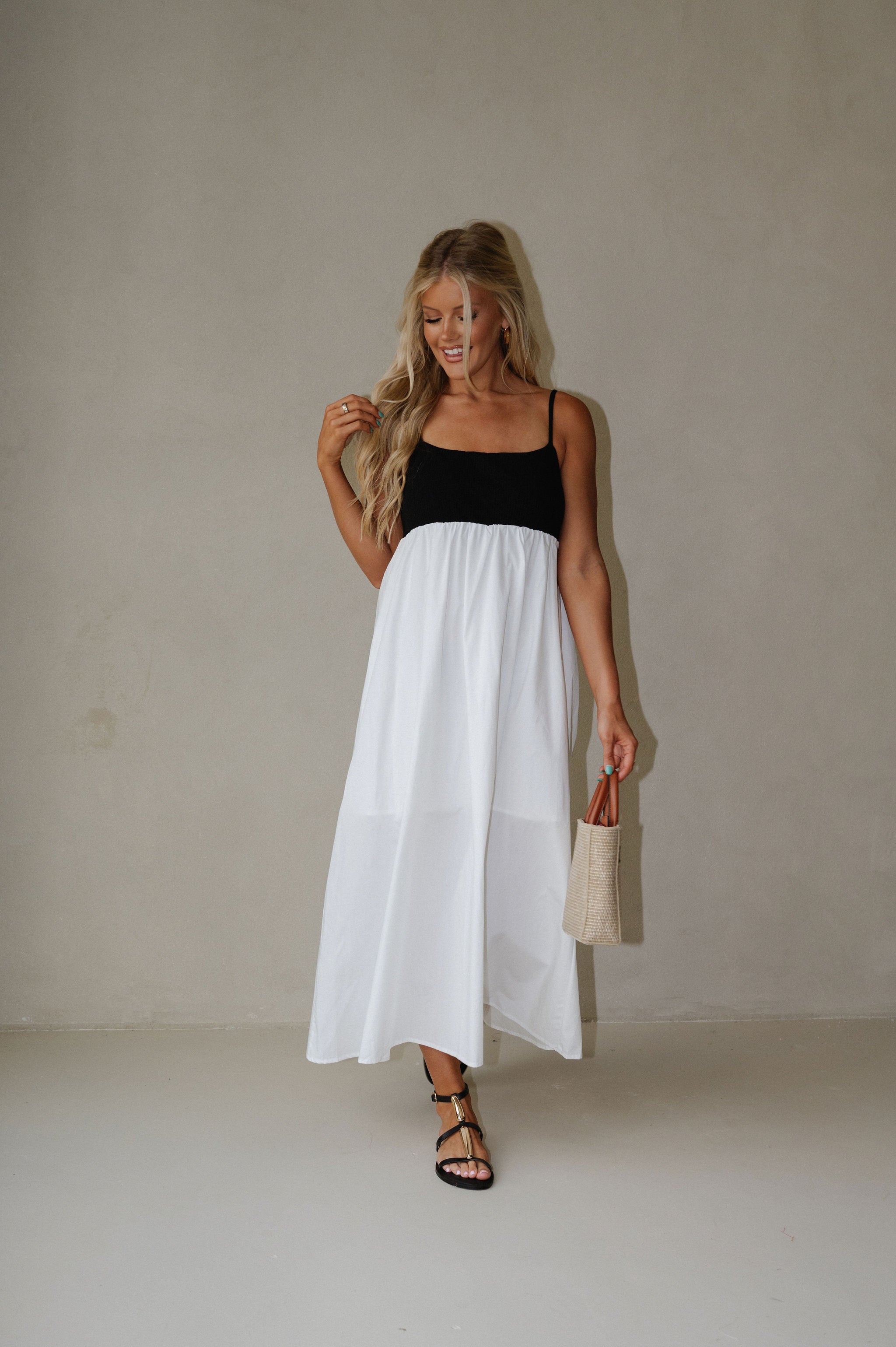 Caroline Maxi Dress-White/Black