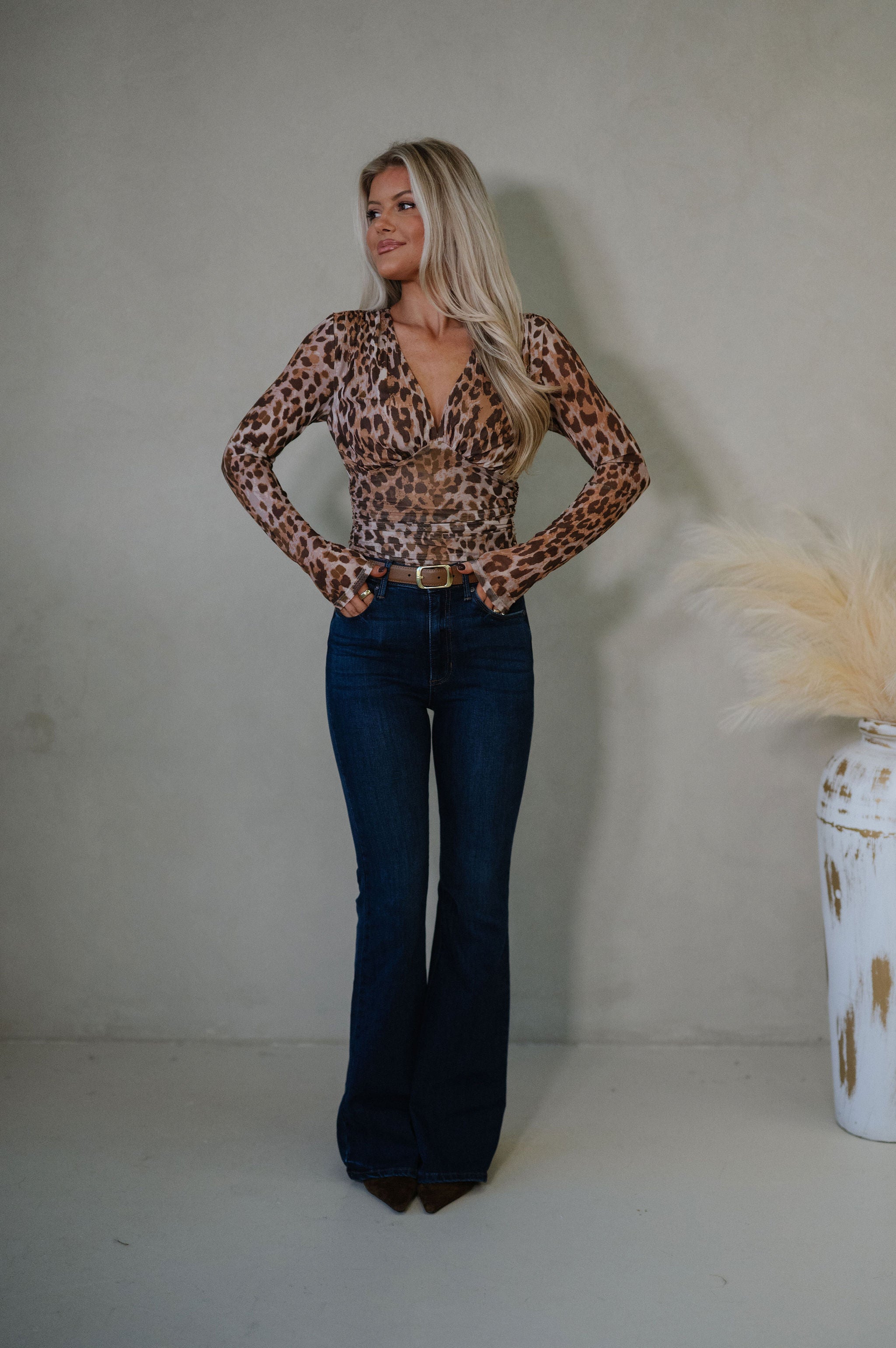 Paula Mesh Top-Leopard