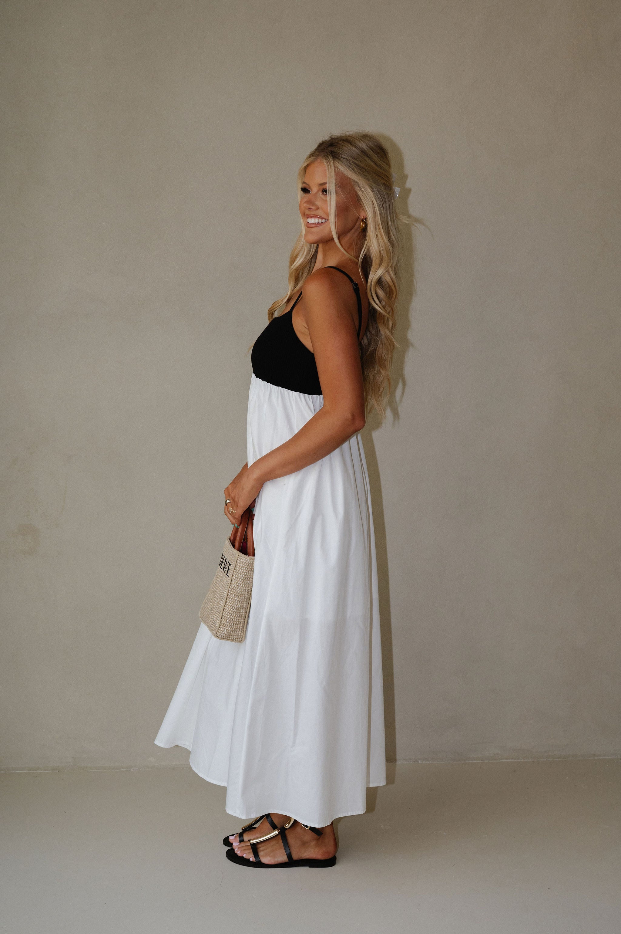 Caroline Maxi Dress-White/Black