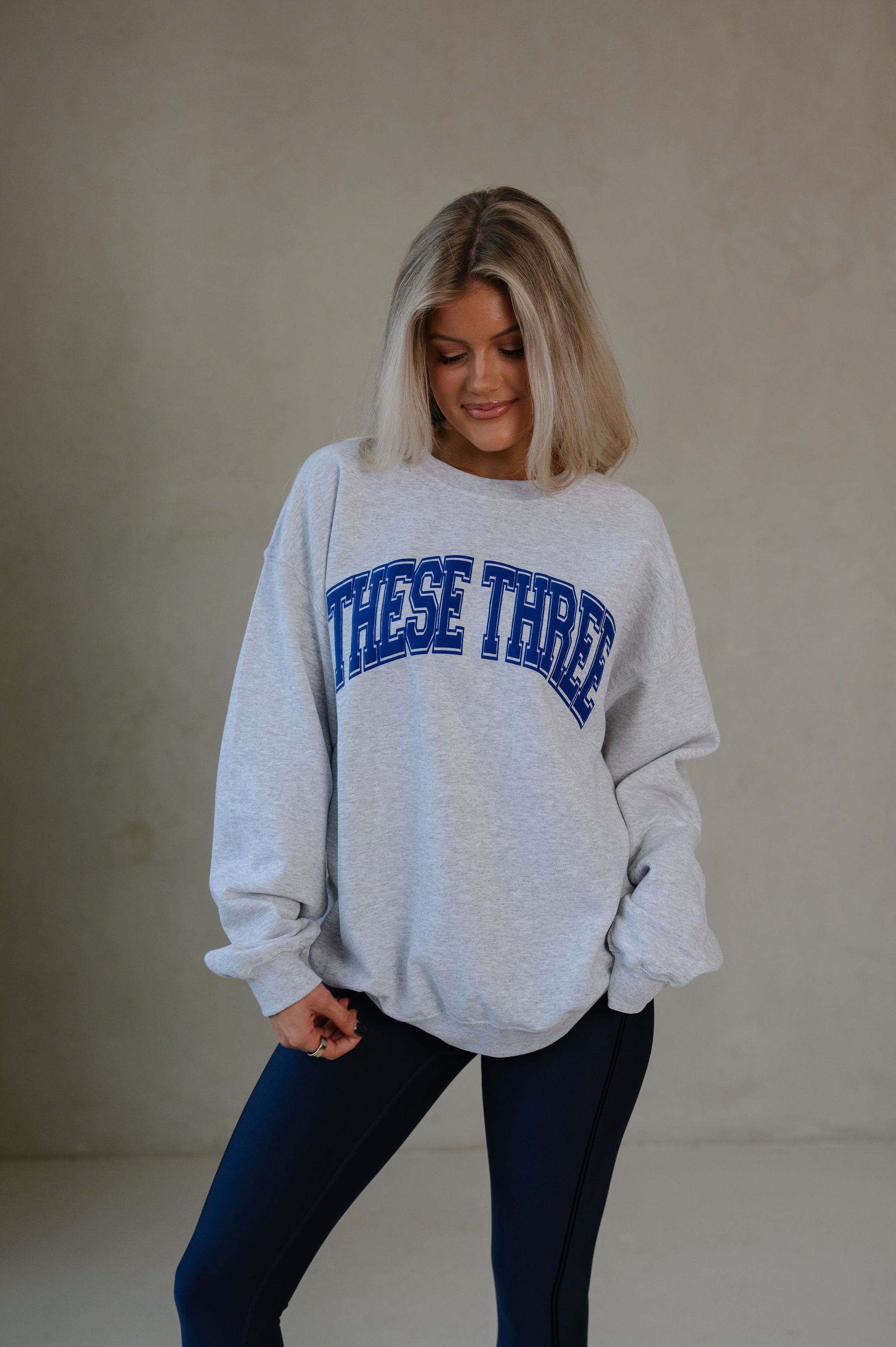 These Three Crewneck-Grey/Royal Blue