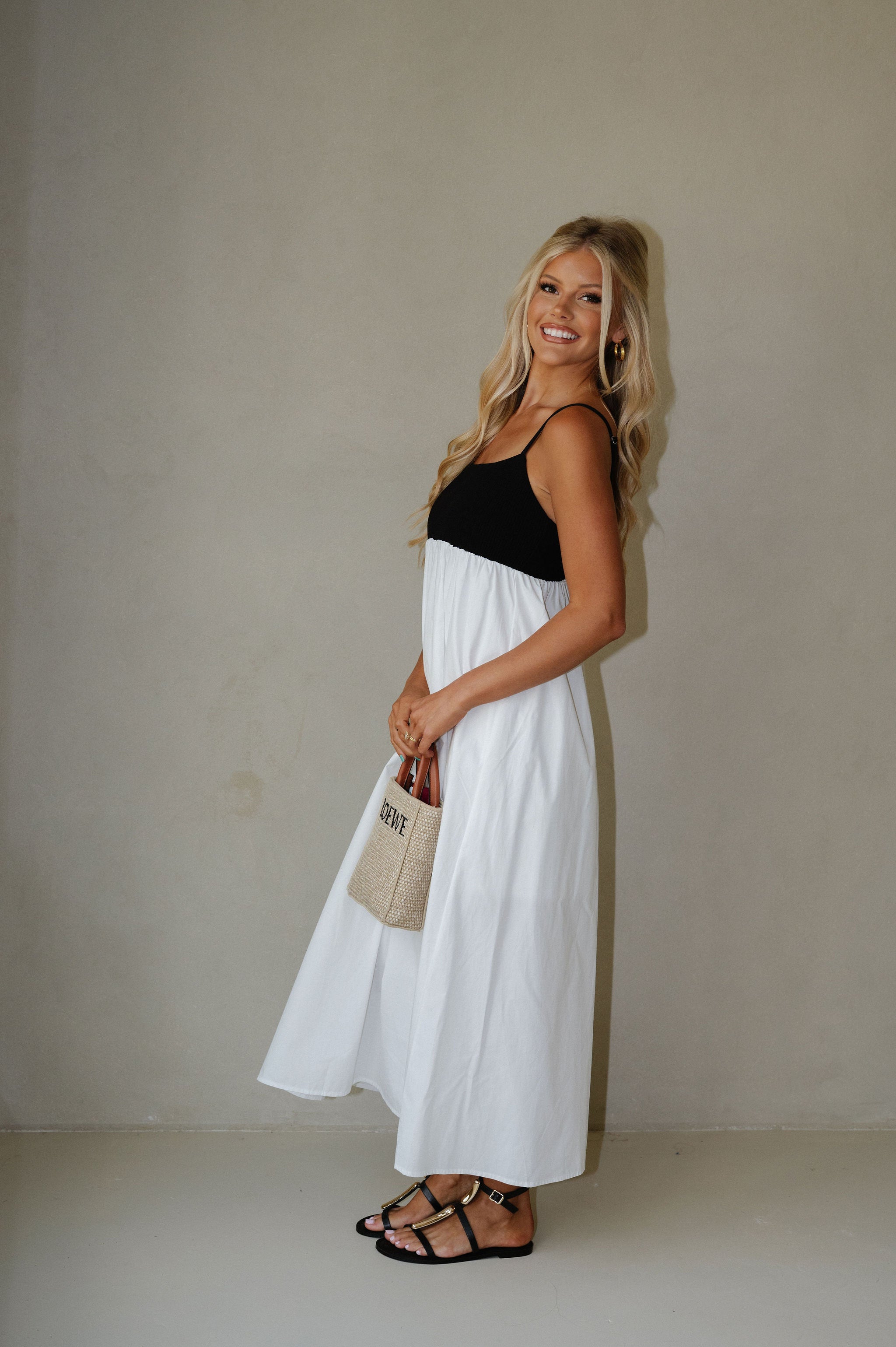 Caroline Maxi Dress-White/Black