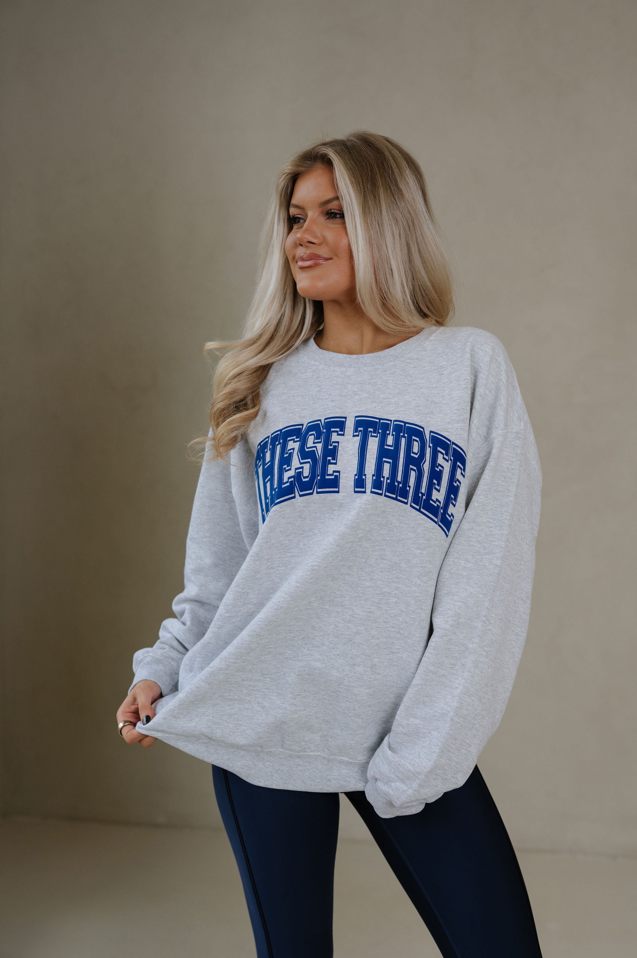 These Three Crewneck-Grey/Royal Blue