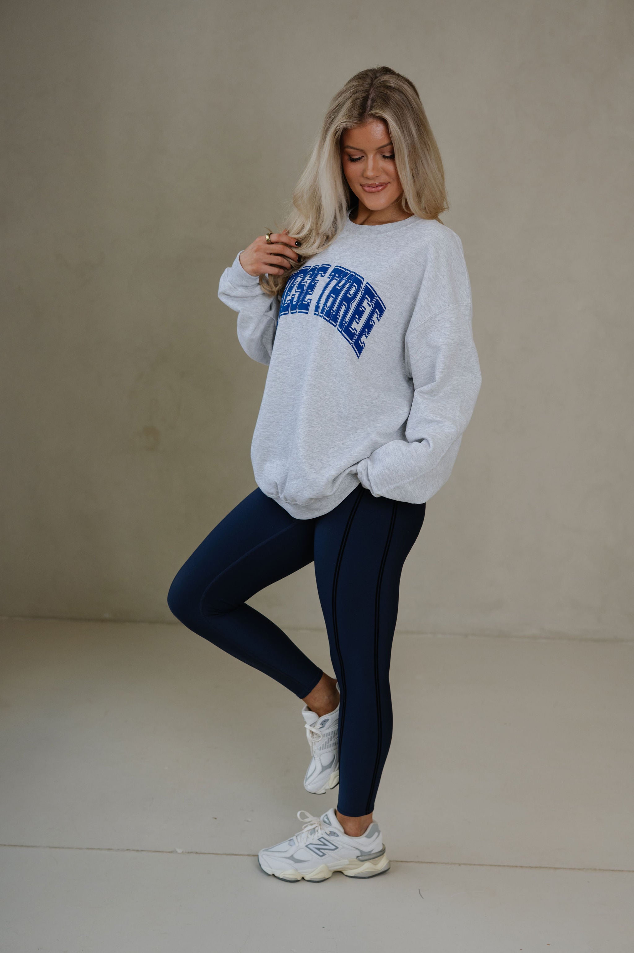 These Three Crewneck-Grey/Royal Blue