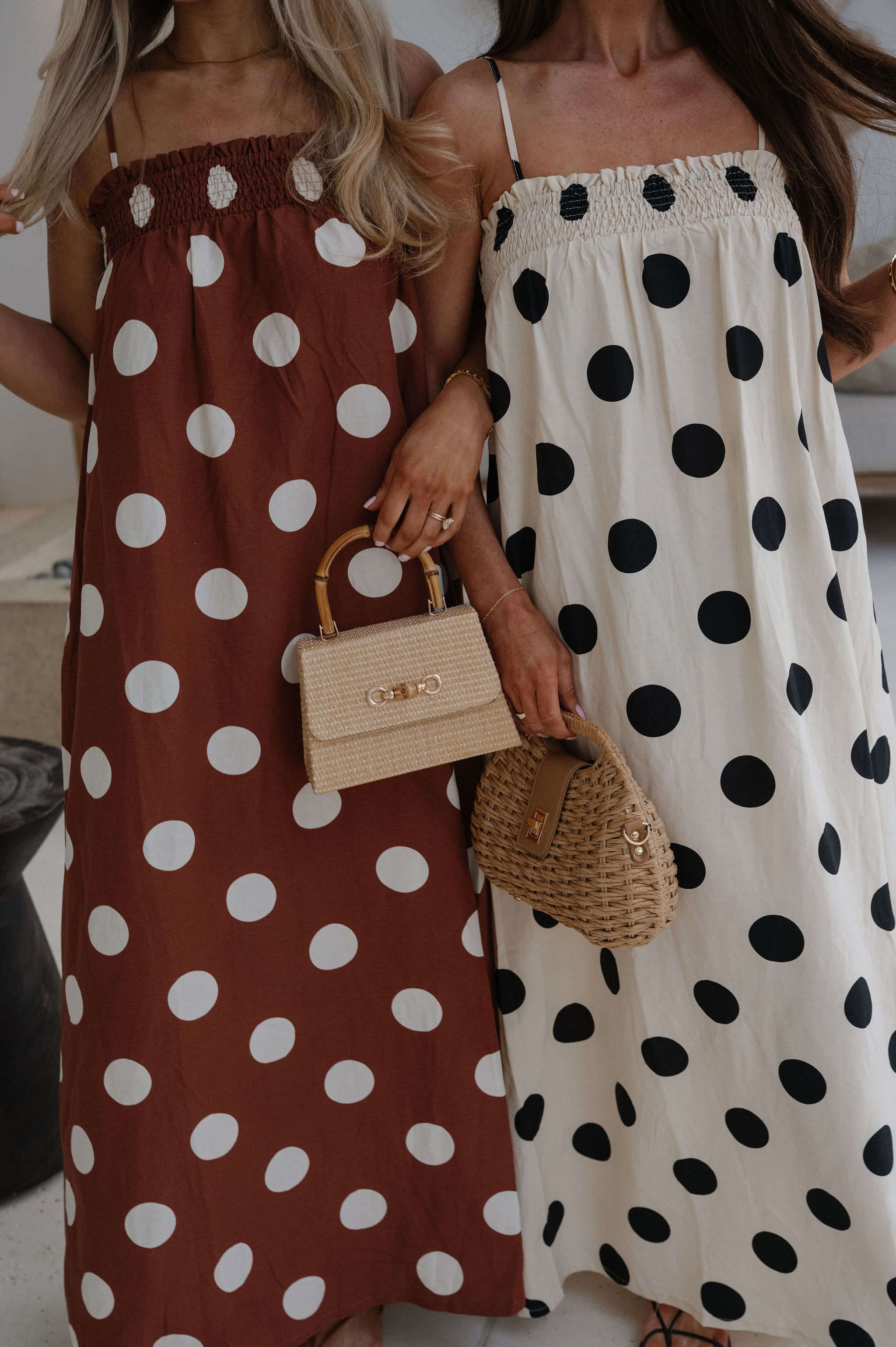 Miley Polka Dot Maxi Dress-Cream