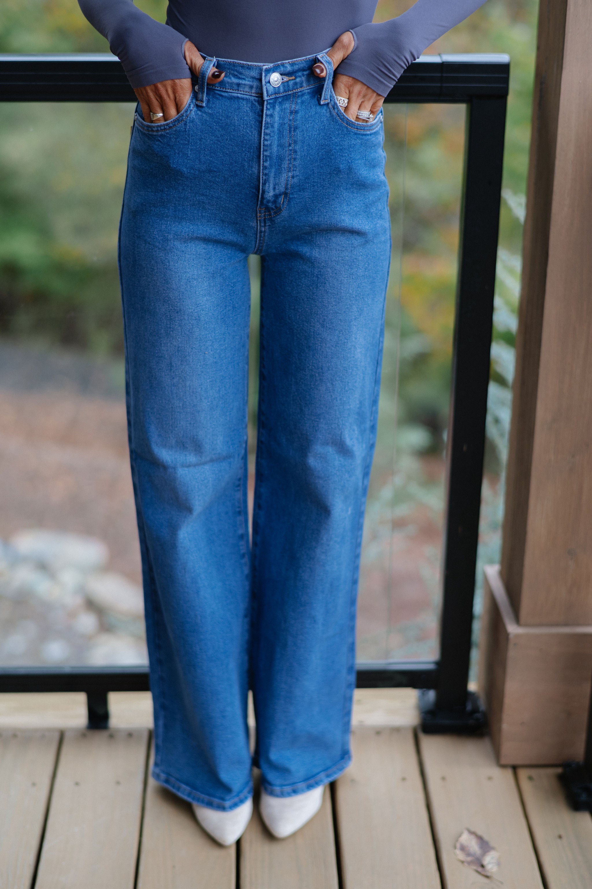 Kate Wide Leg Jeans- Medium Stone