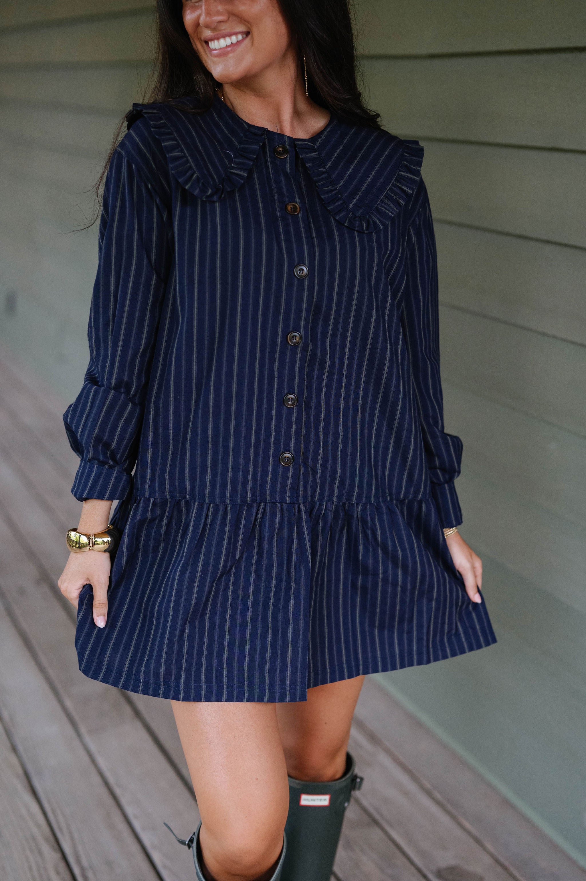 Andie Button Down Dress-Navy