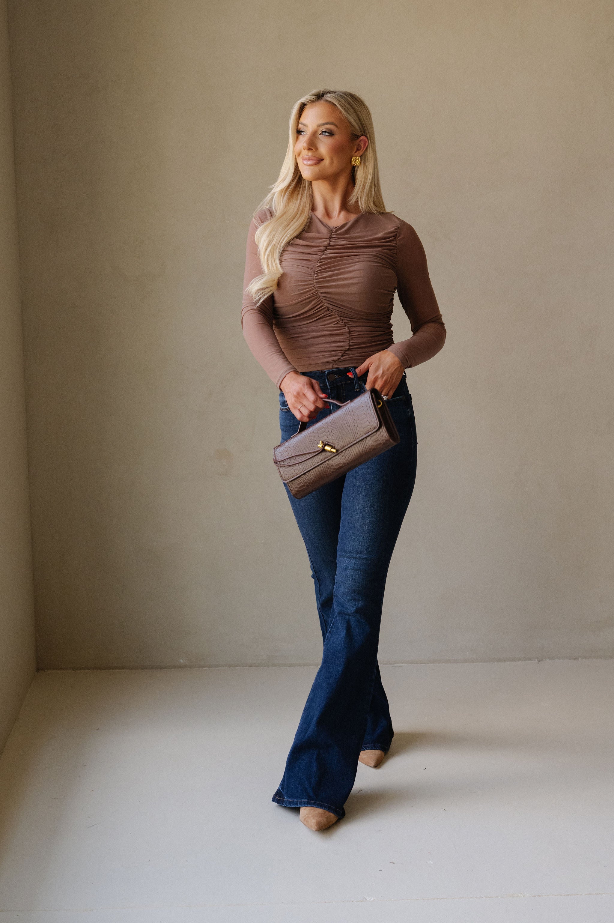 Riley Mesh Top-Brown