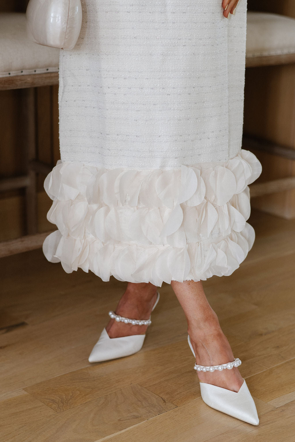 Aubrey Strapless Midi Dress-Off White