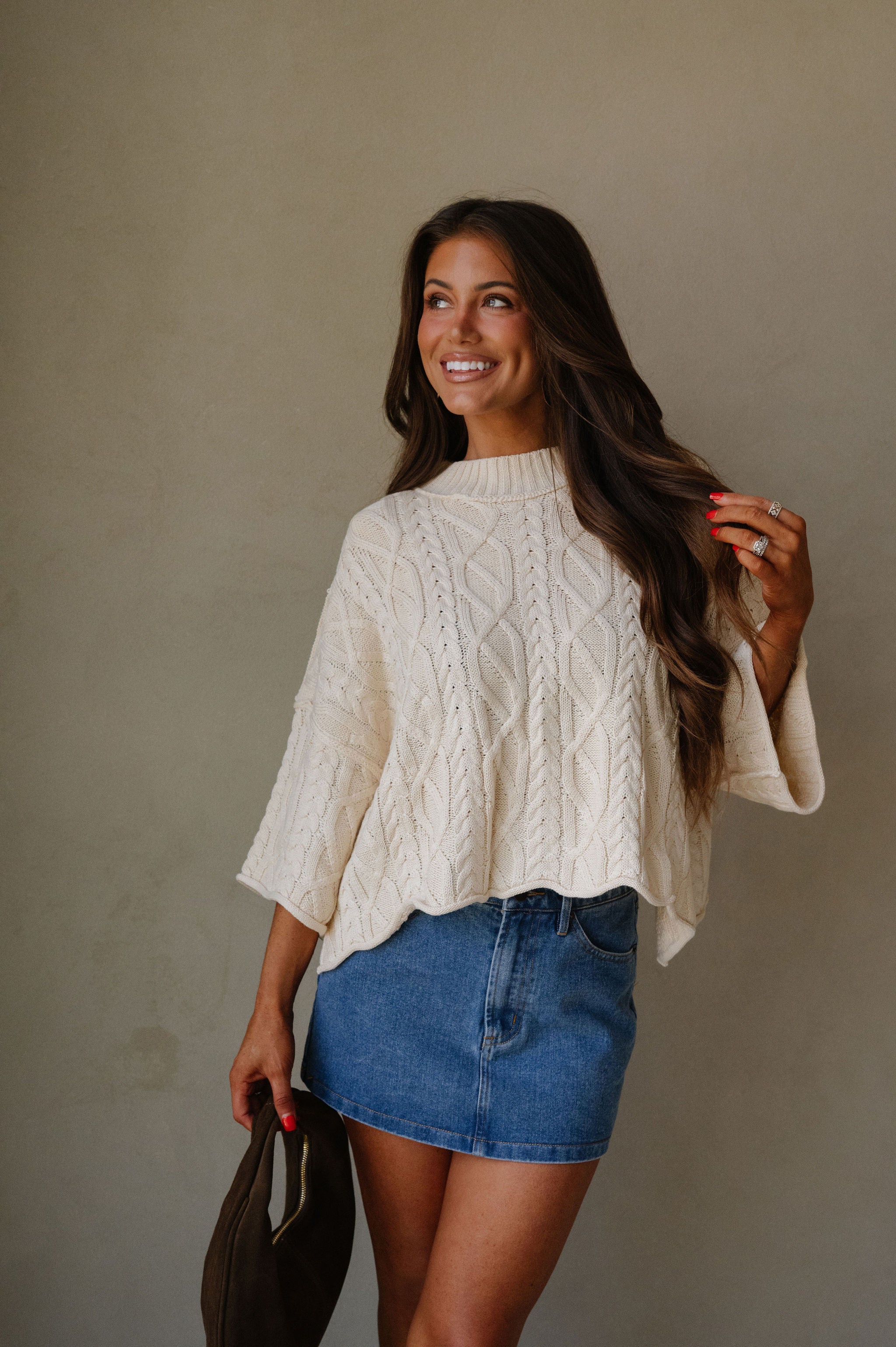 Chunky Ribbed Cable Knit Sweater-Cream