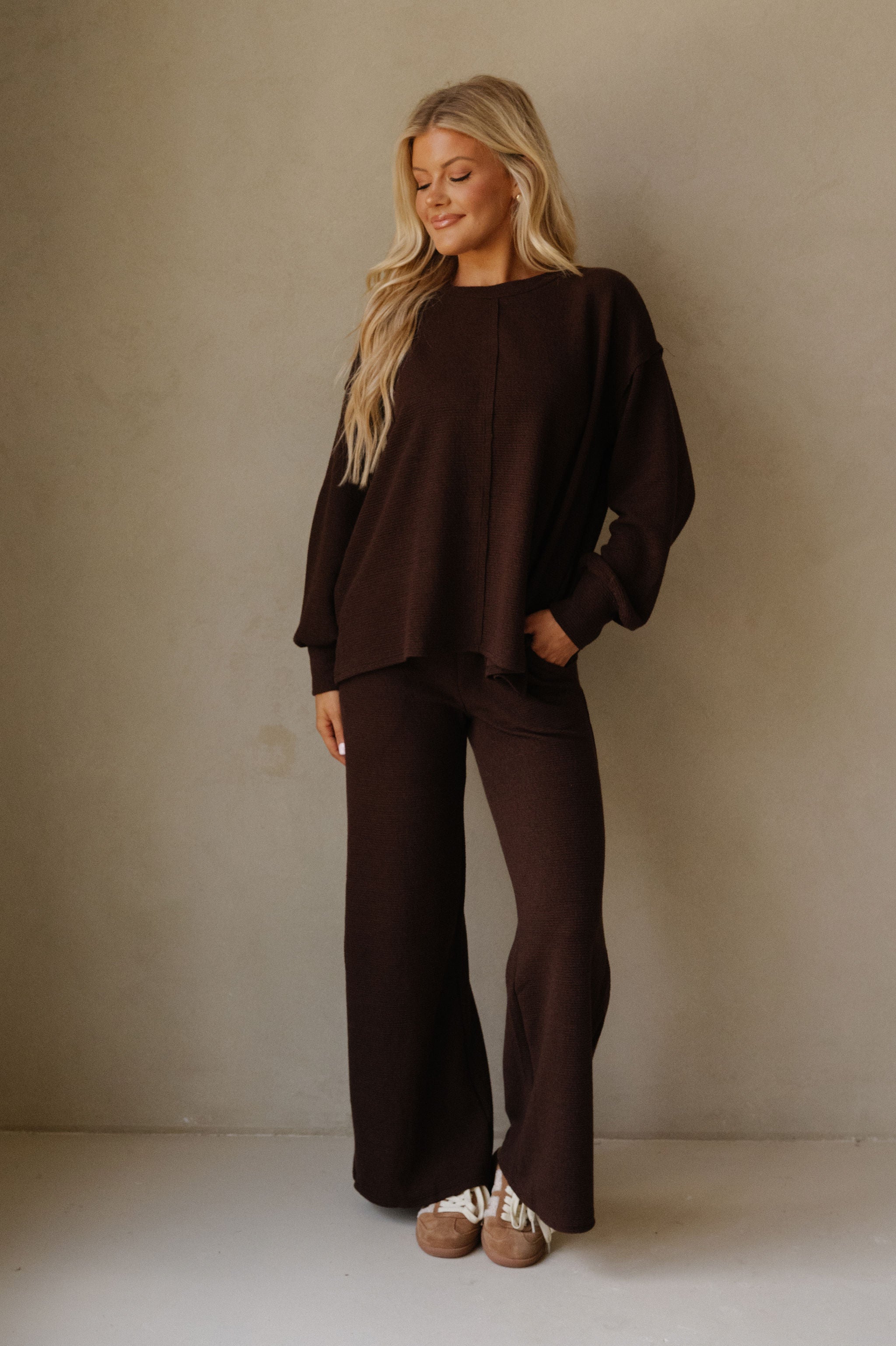 Cover Pants Set-Dark Coco