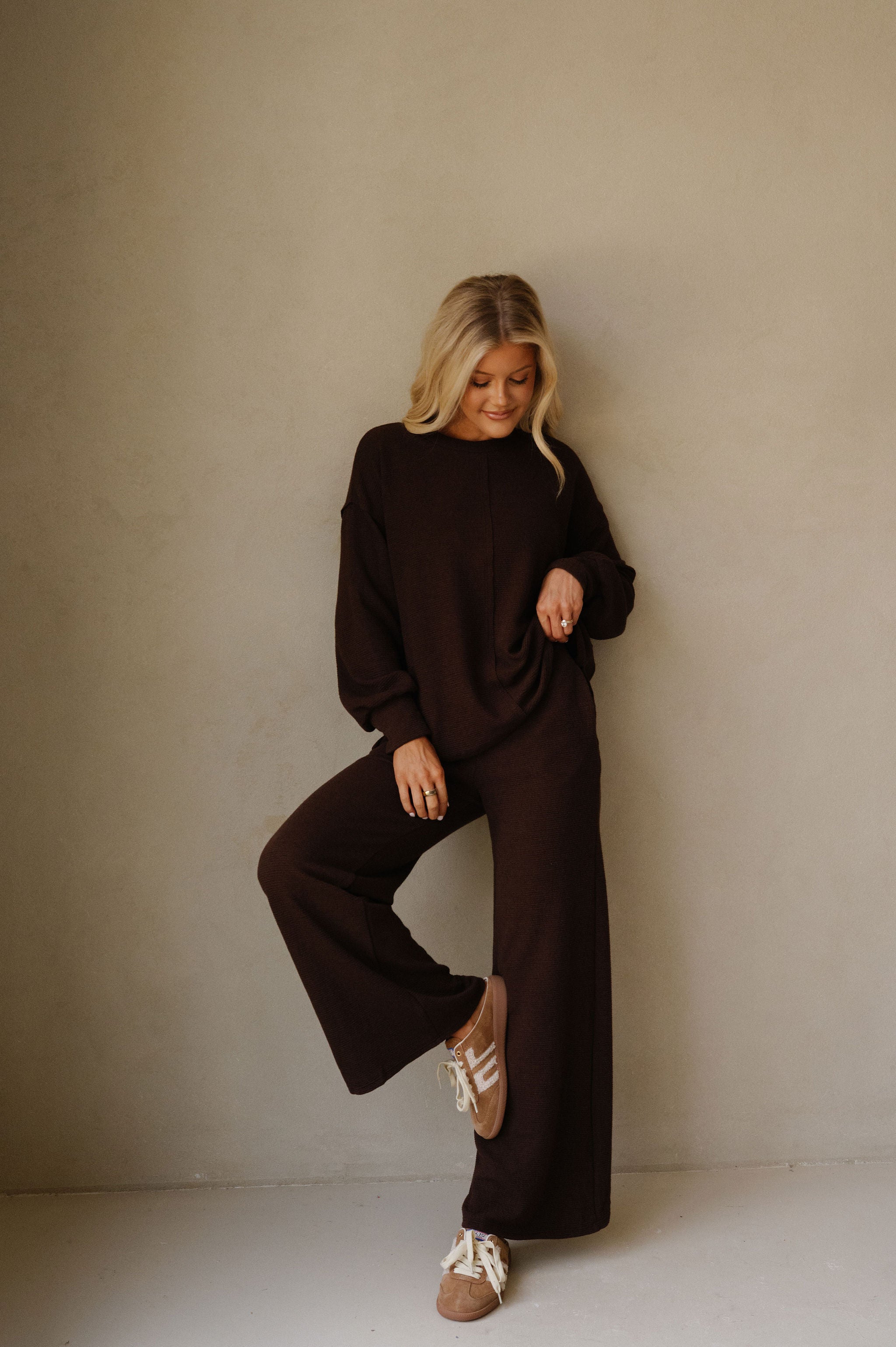 Cover Pants Set-Dark Coco