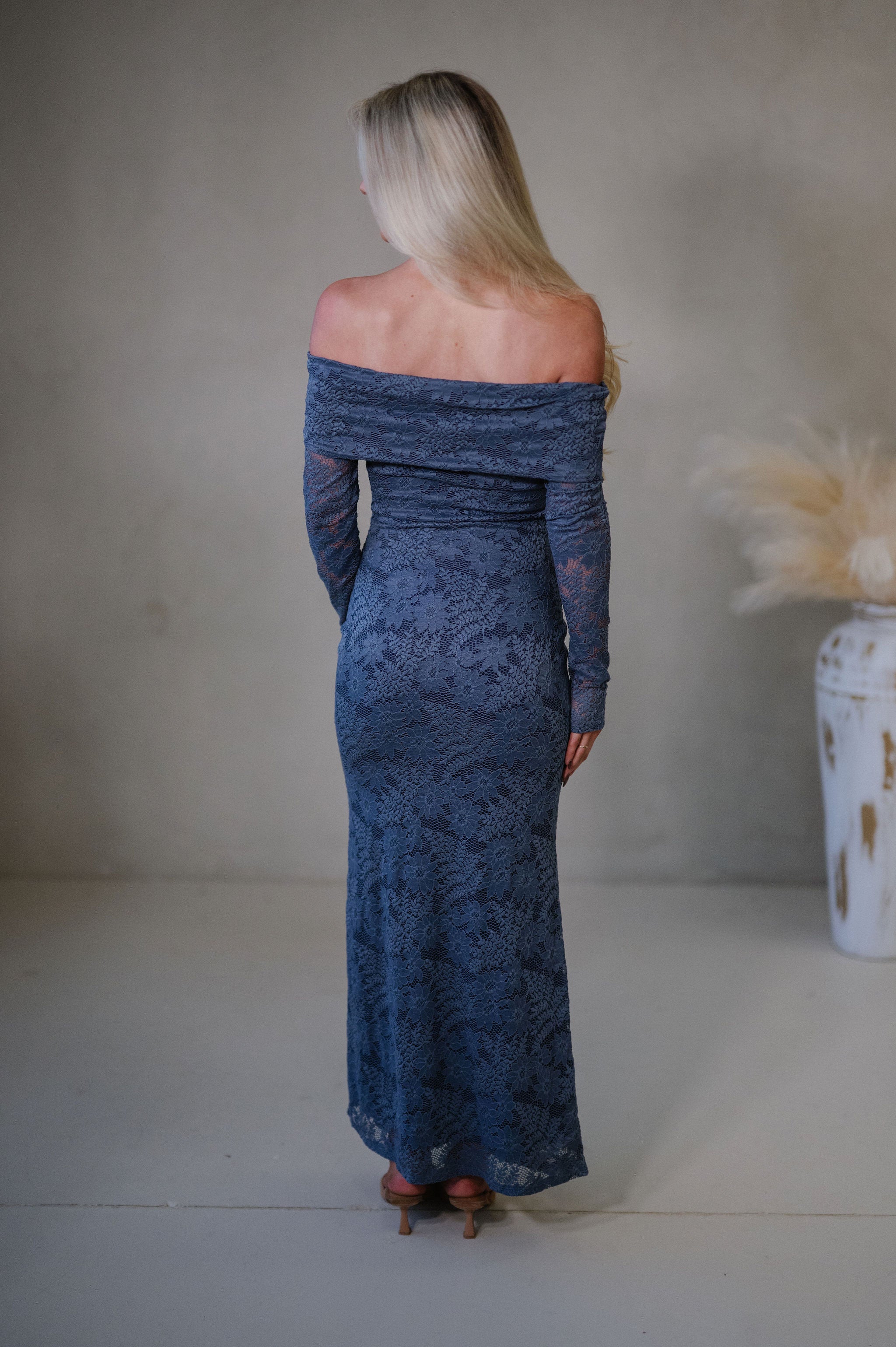 Bridges Fold Over Maxi Dress-Indigo