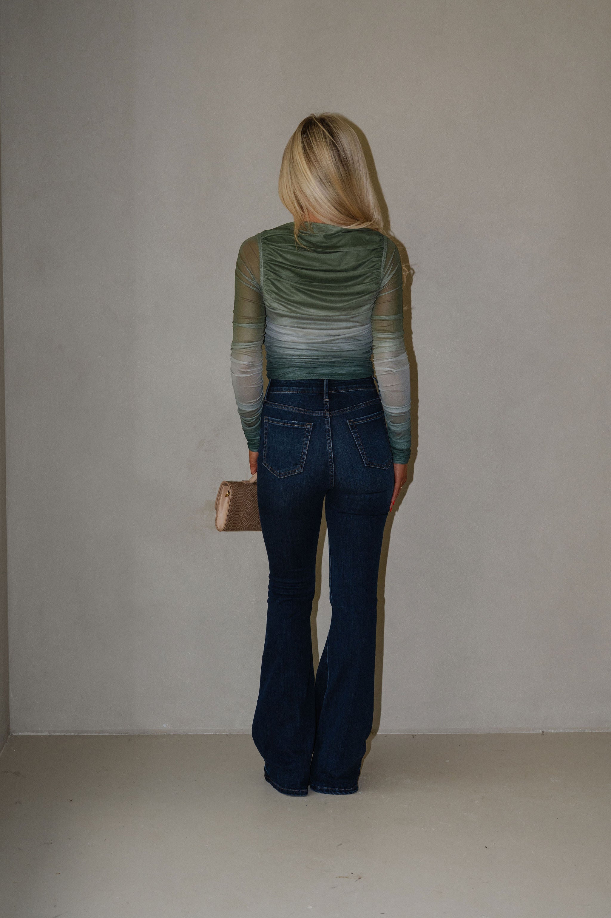 Ombre Shirring Top-Green