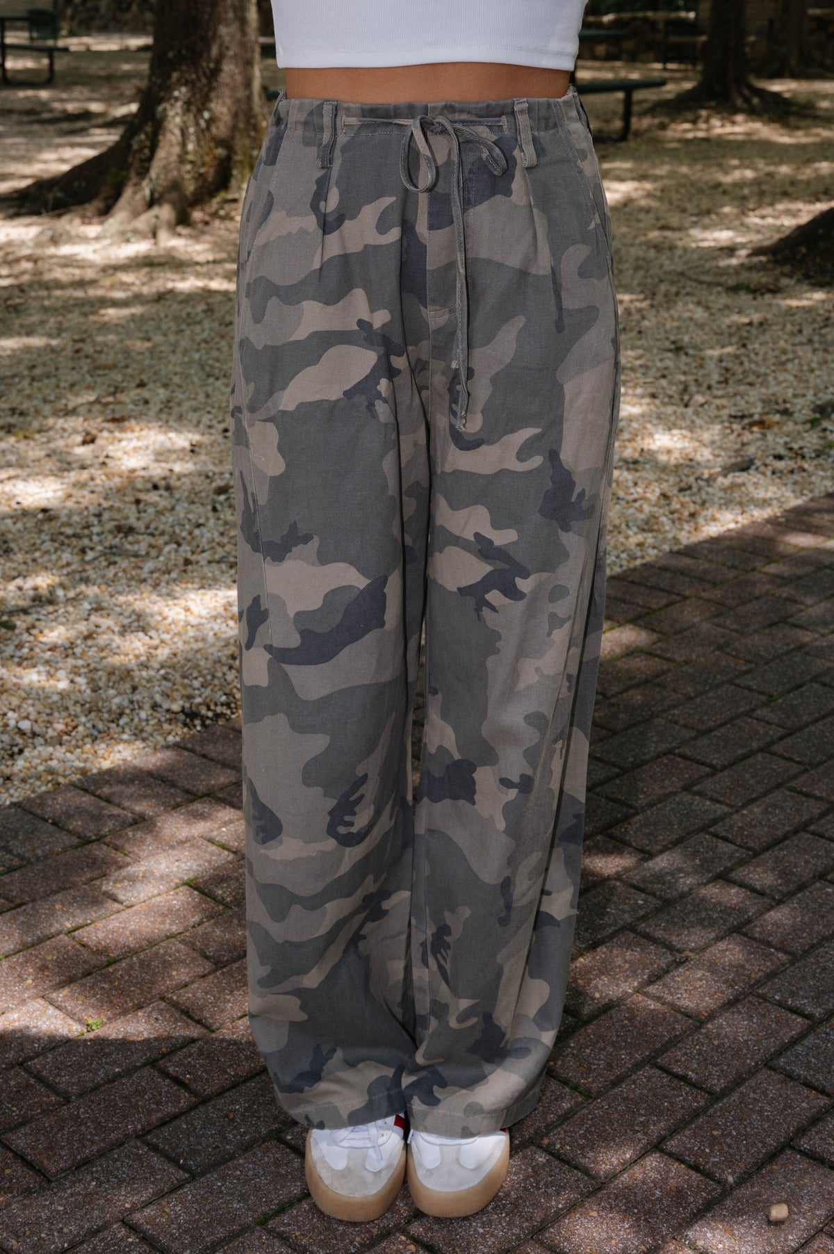 Roman Front Tie Pants-Camo