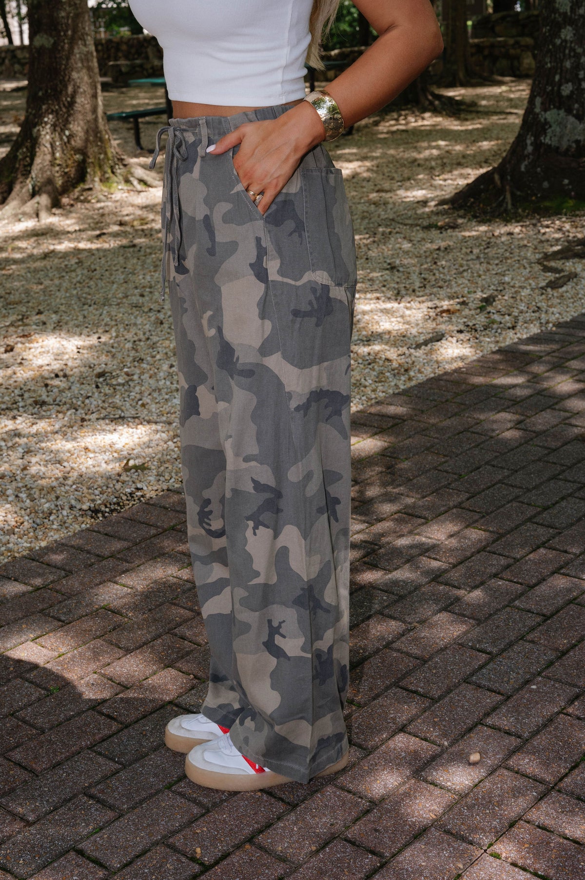 Roman Front Tie Pants-Camo