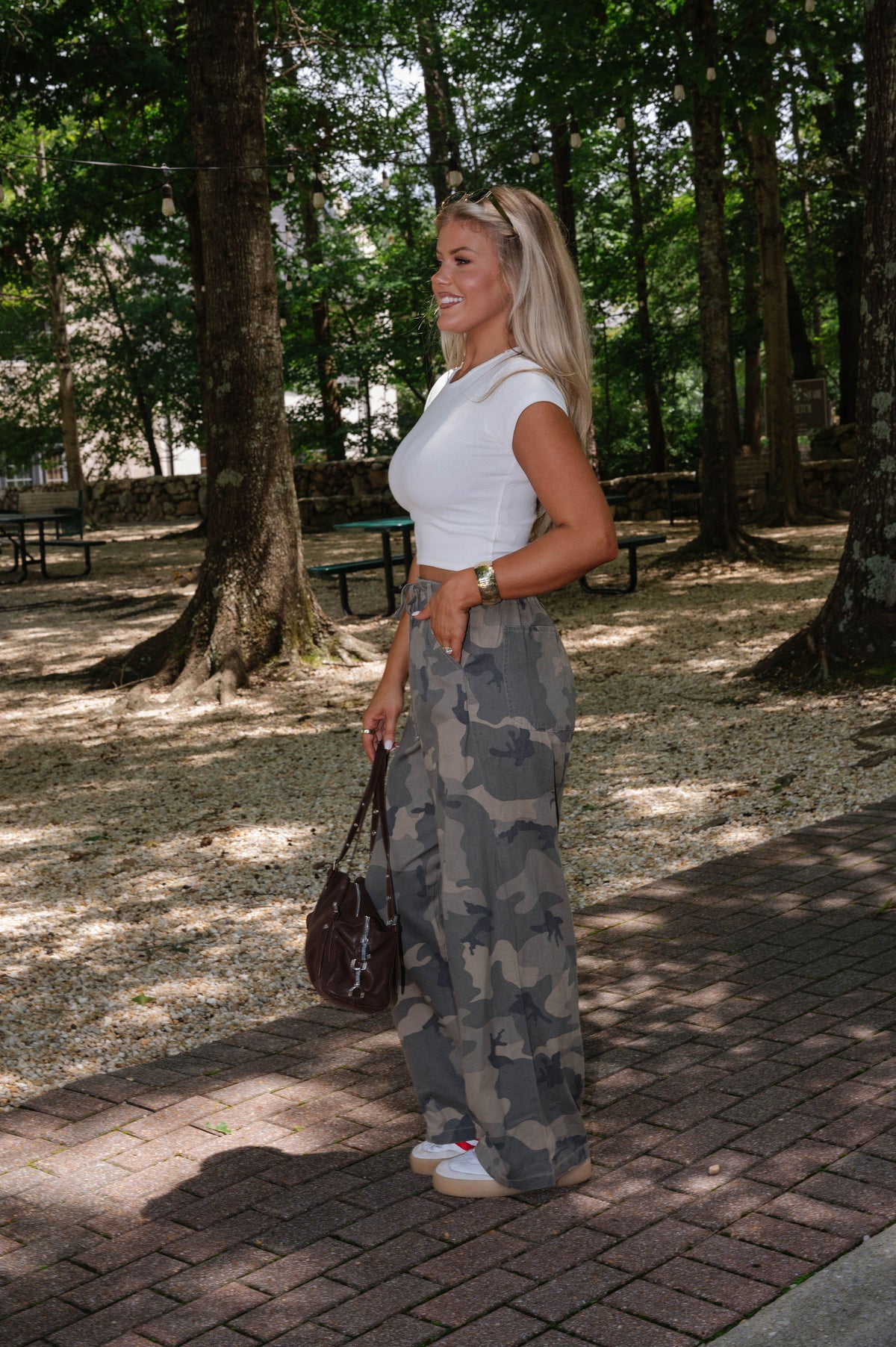Roman Front Tie Pants-Camo