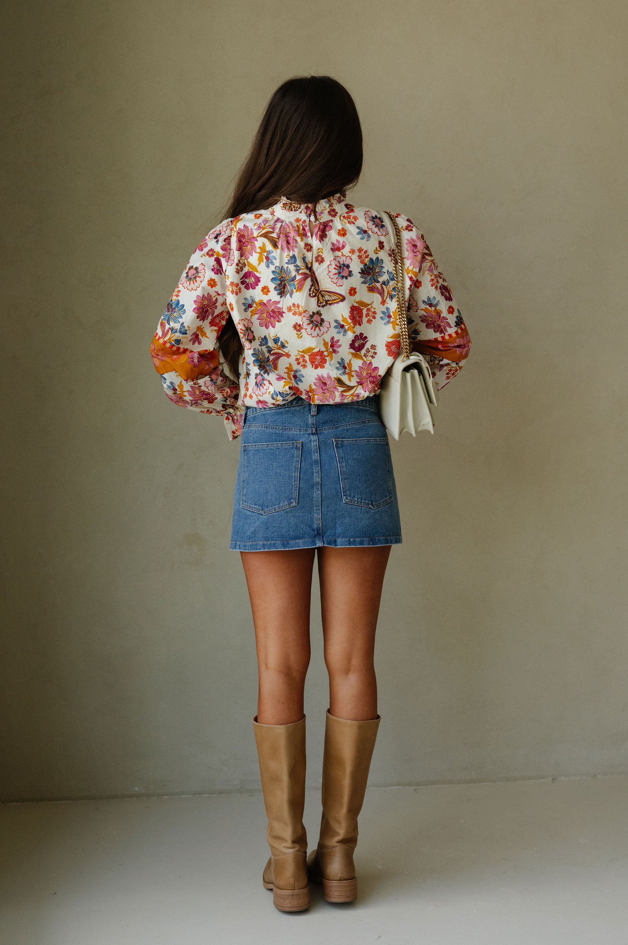 Hallie Multi Floral Top-Ivory